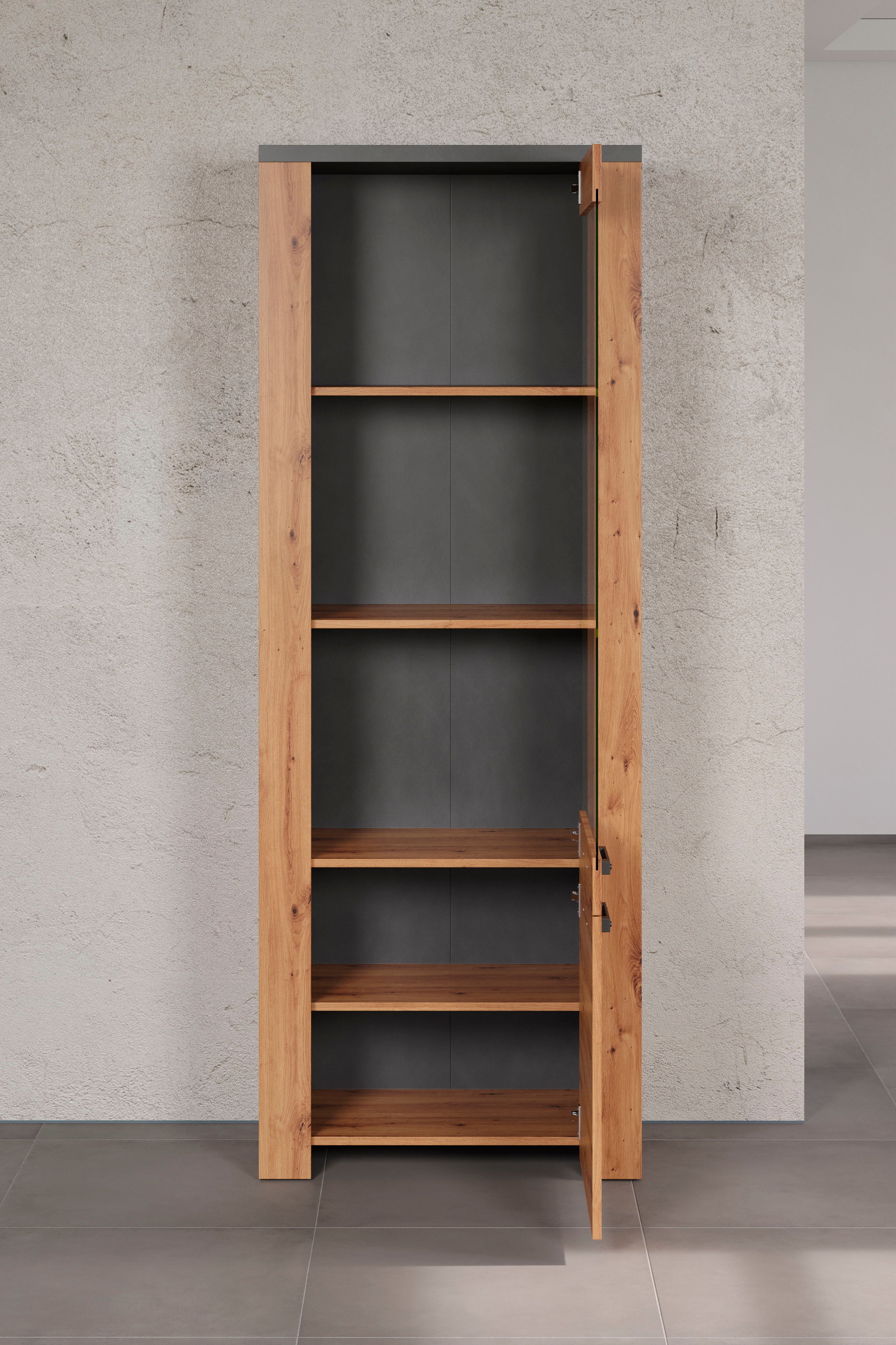 Home affaire Vitrinekast Ambres met glasdeur, breedte 73 cm, draairichting links of rechts (1 stuk)