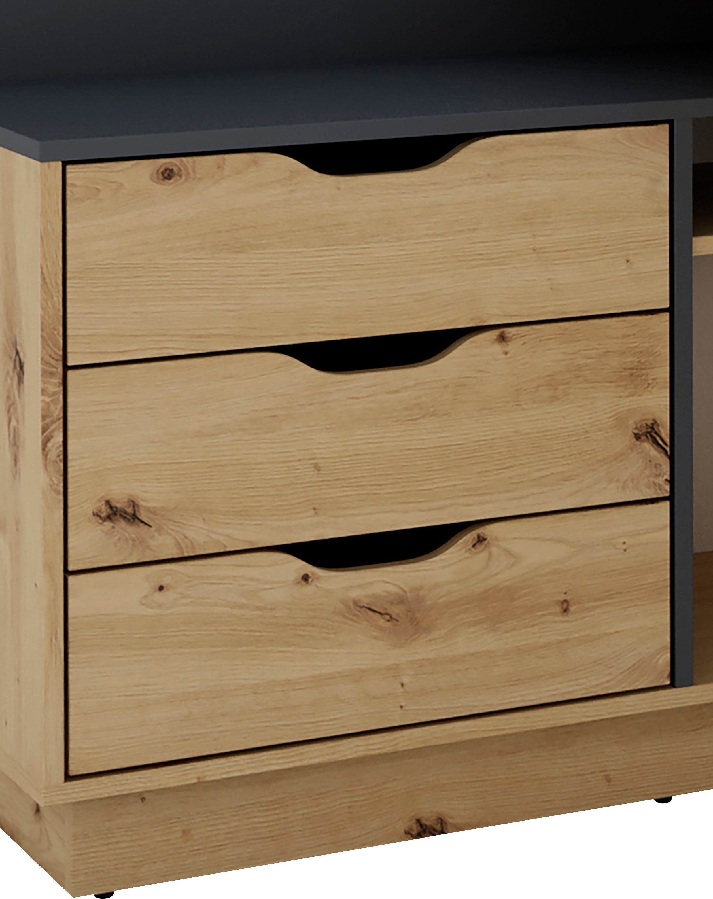 byLIVING Hoekbureau Bern met veel opbergruimte, breedte 129 cm, rechts of links monteerbaar