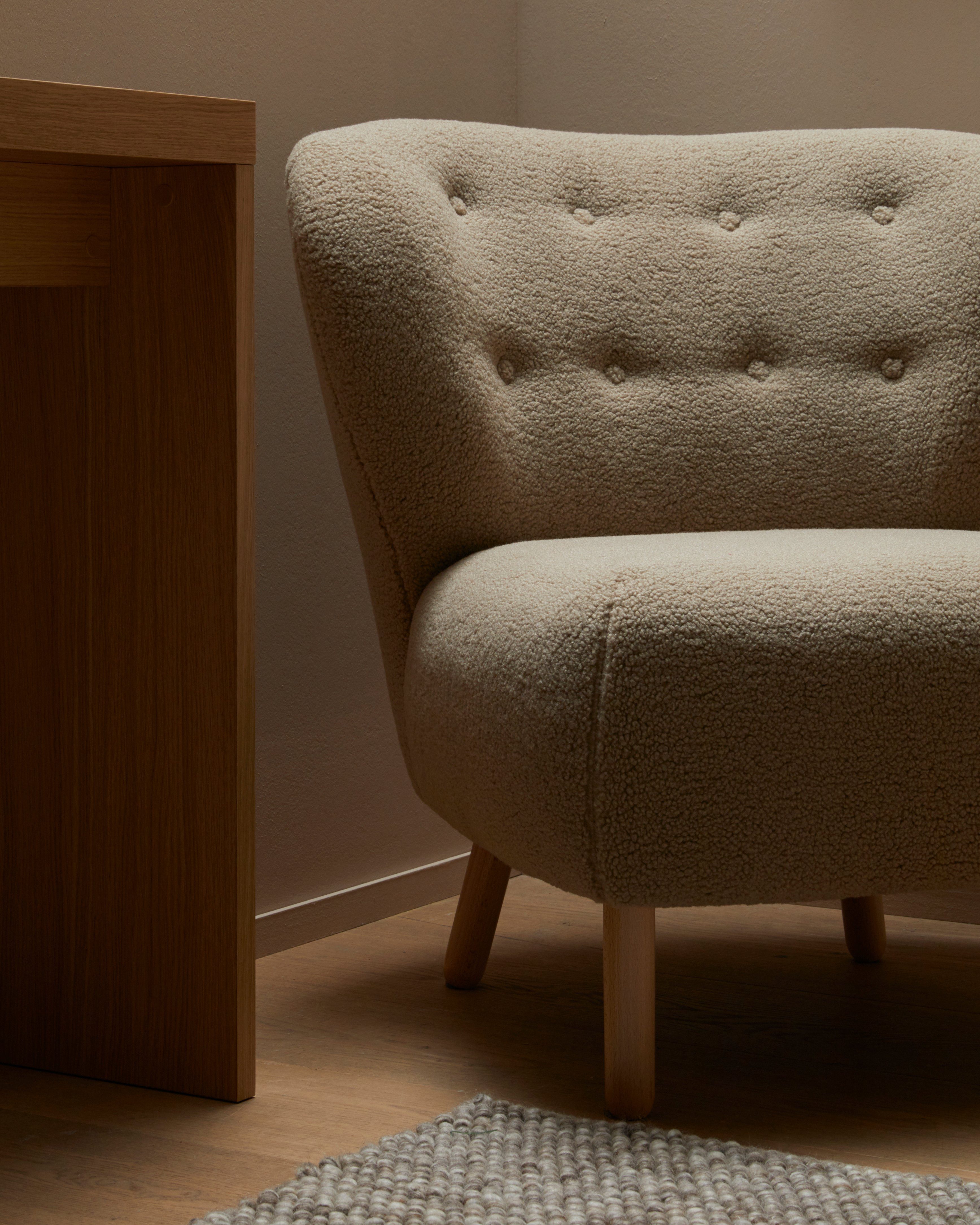 LeGer Home by Lena Gercke Fauteuil Dinah Knoopdetails op de achterkant, naar keuze met of zonder poef/voetenbank