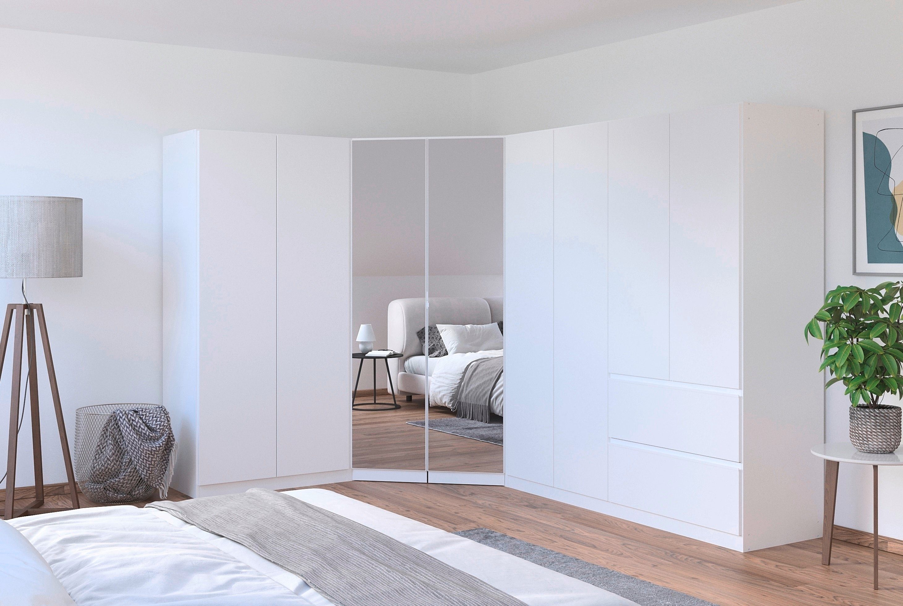 rauch Kastenset Kledingkast kast garderobe waskast COSTA met spiegel veel ruimte, greeploze front en push-to-open functie made in germany