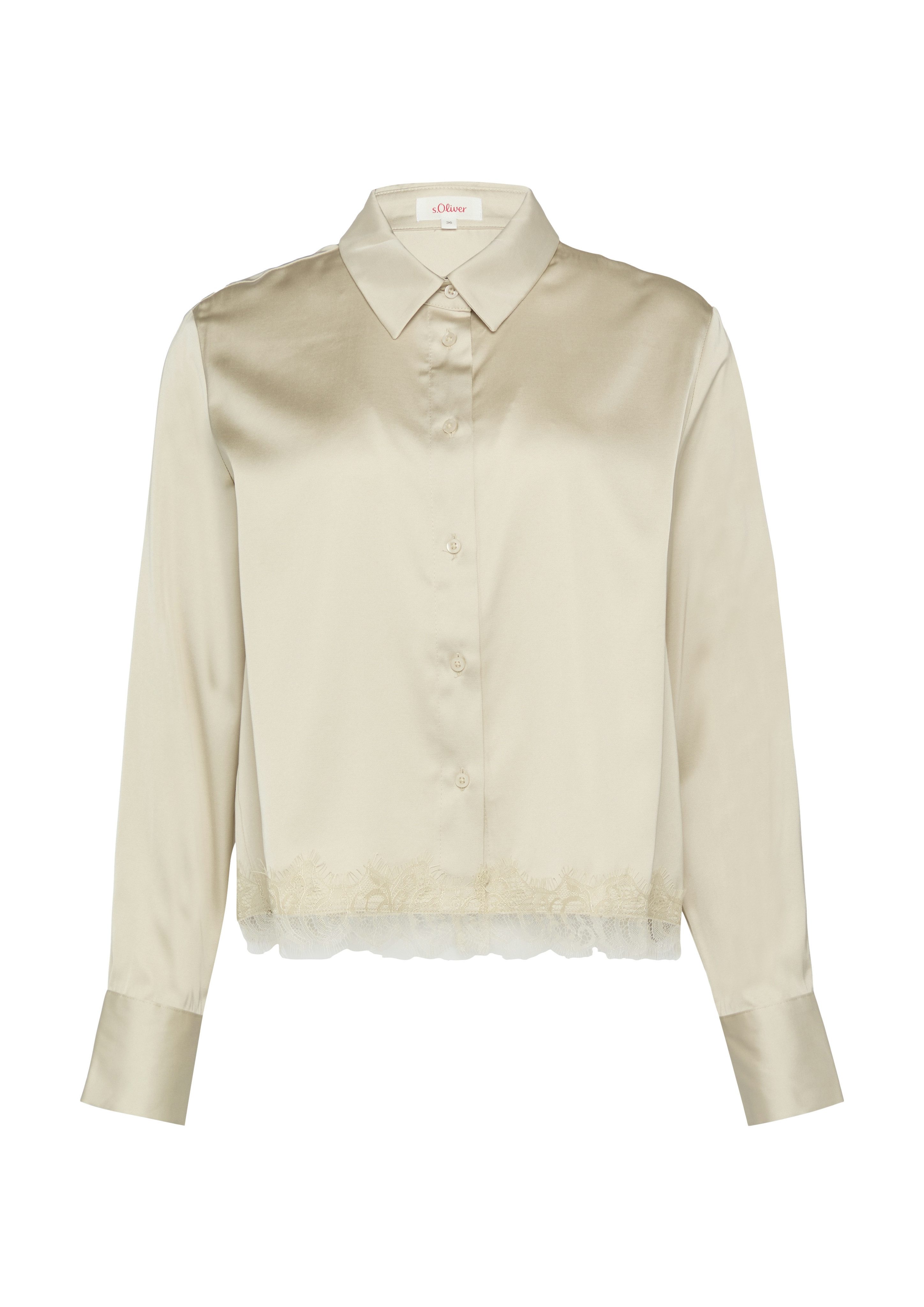 s.Oliver Blouse met lange mouwen met kant bij de zoom
