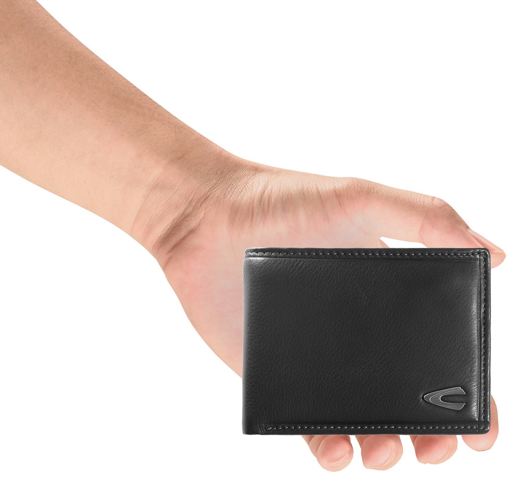 camel active Portemonnee Vegas van hoogwaardig rundleer met metalen logo