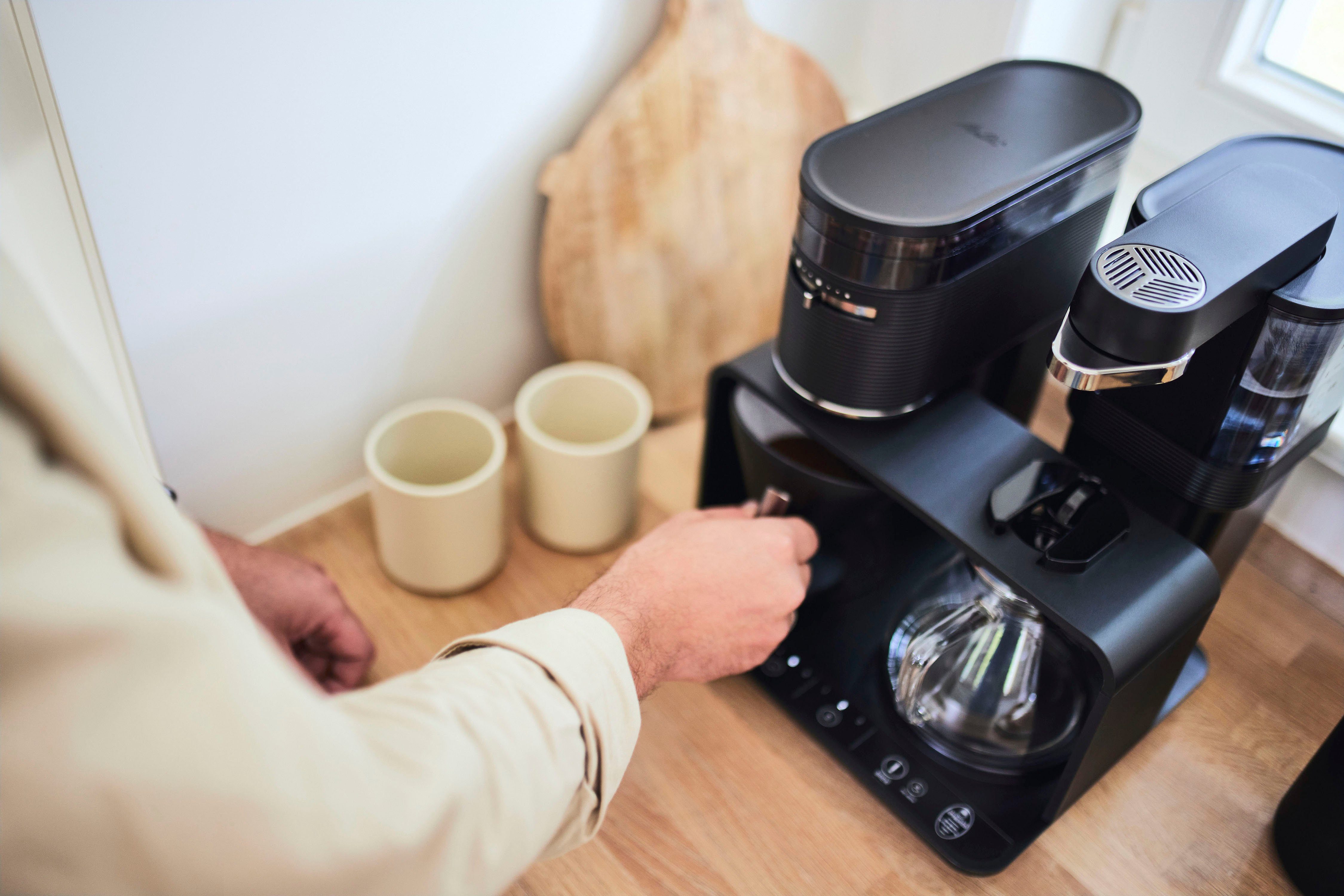 Melitta Koffiezetapparaat met bonenmaler EPOS® 1024-04, 1 l, Zwart/goudkleur, 360° draaibare watertuit