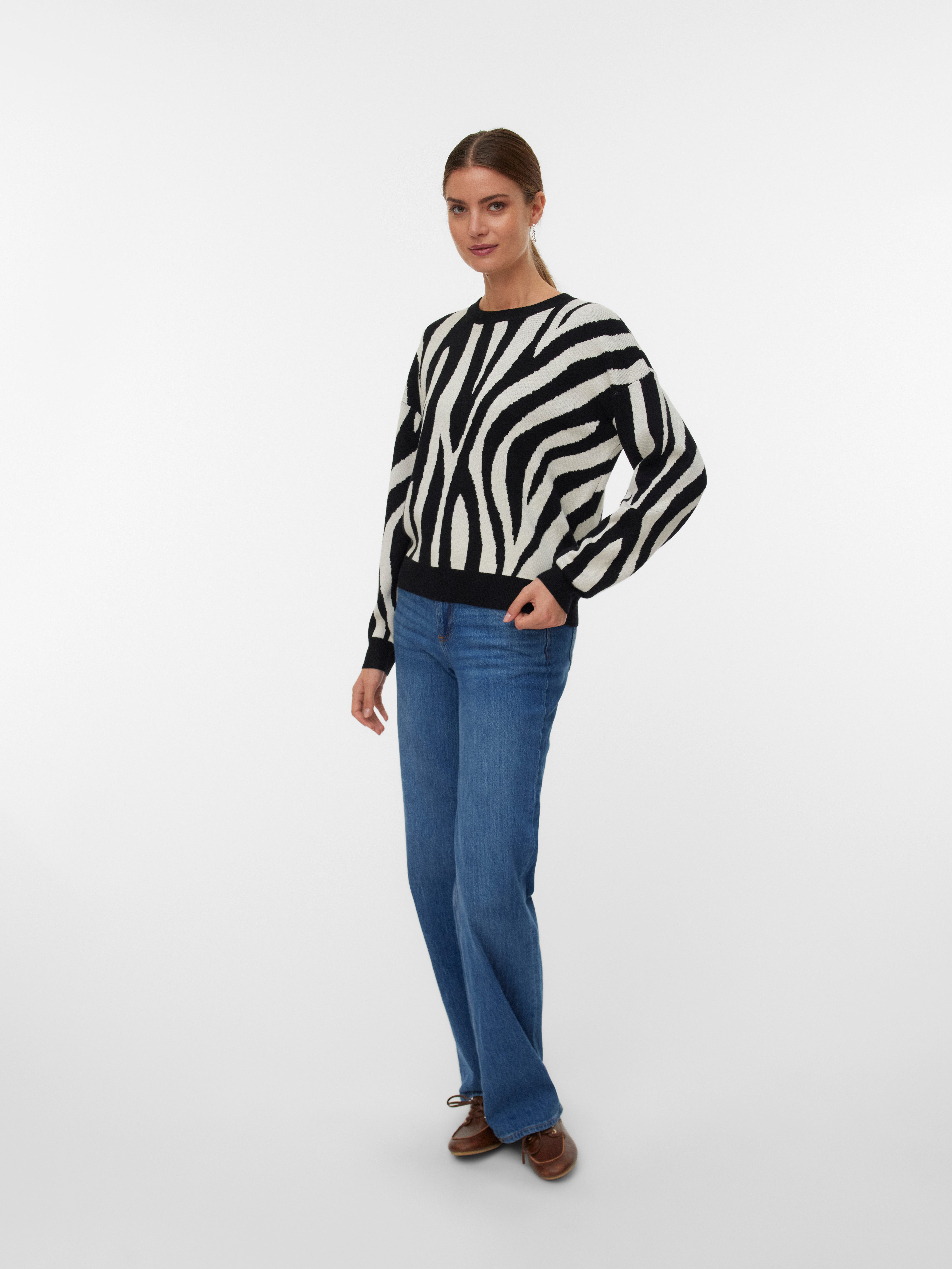 Vero Moda Gebreide trui VMSILJEANIMAL LS O-NCK PULLOVER GA NOOS