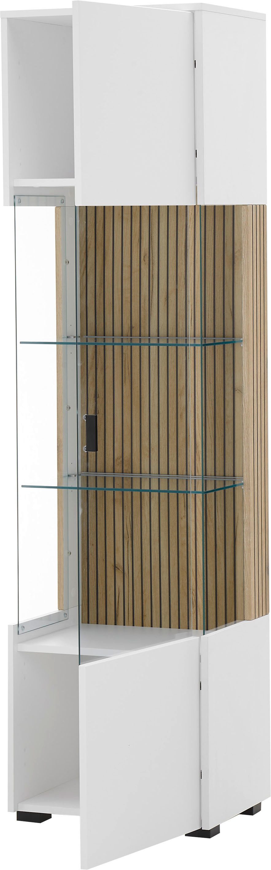 INOSIGN Vitrinekast Hudson in moderne trendkleur, handgrepen van metaal (zwart), hoogte 180 cm