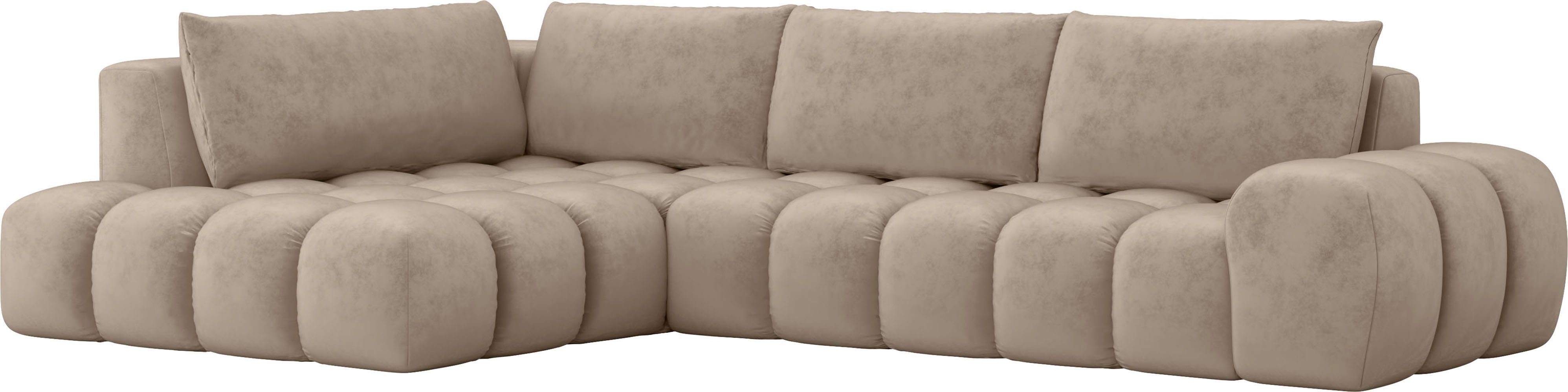 INOSIGN Hoekbank AZITA designsofa, elegant en comfortabel L-vorm, bubbel-look