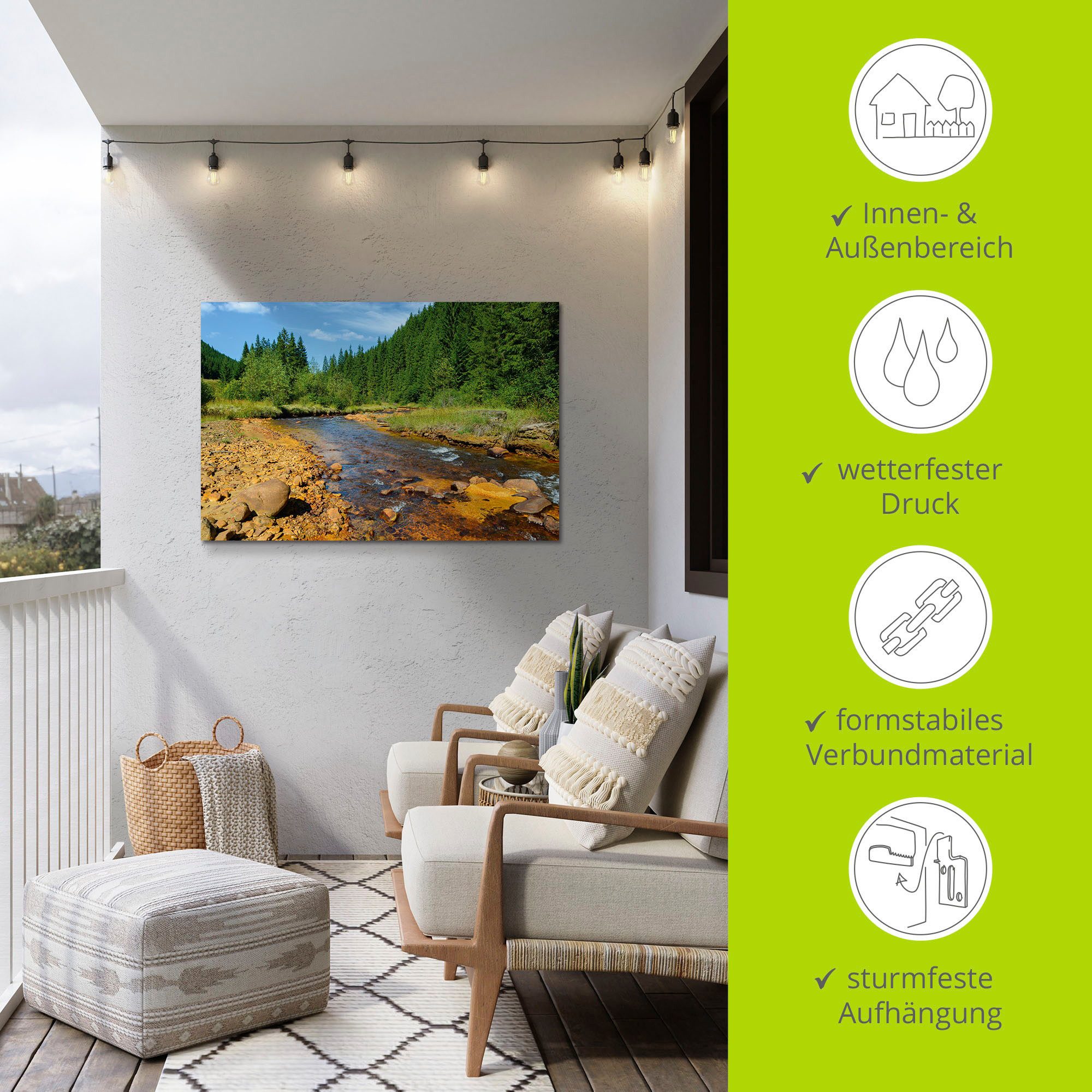 Artland Artprint Rivier Neagra, Caliman-nationaalpark als artprint van aluminium, artprint voor buiten, poster in diverse formaten