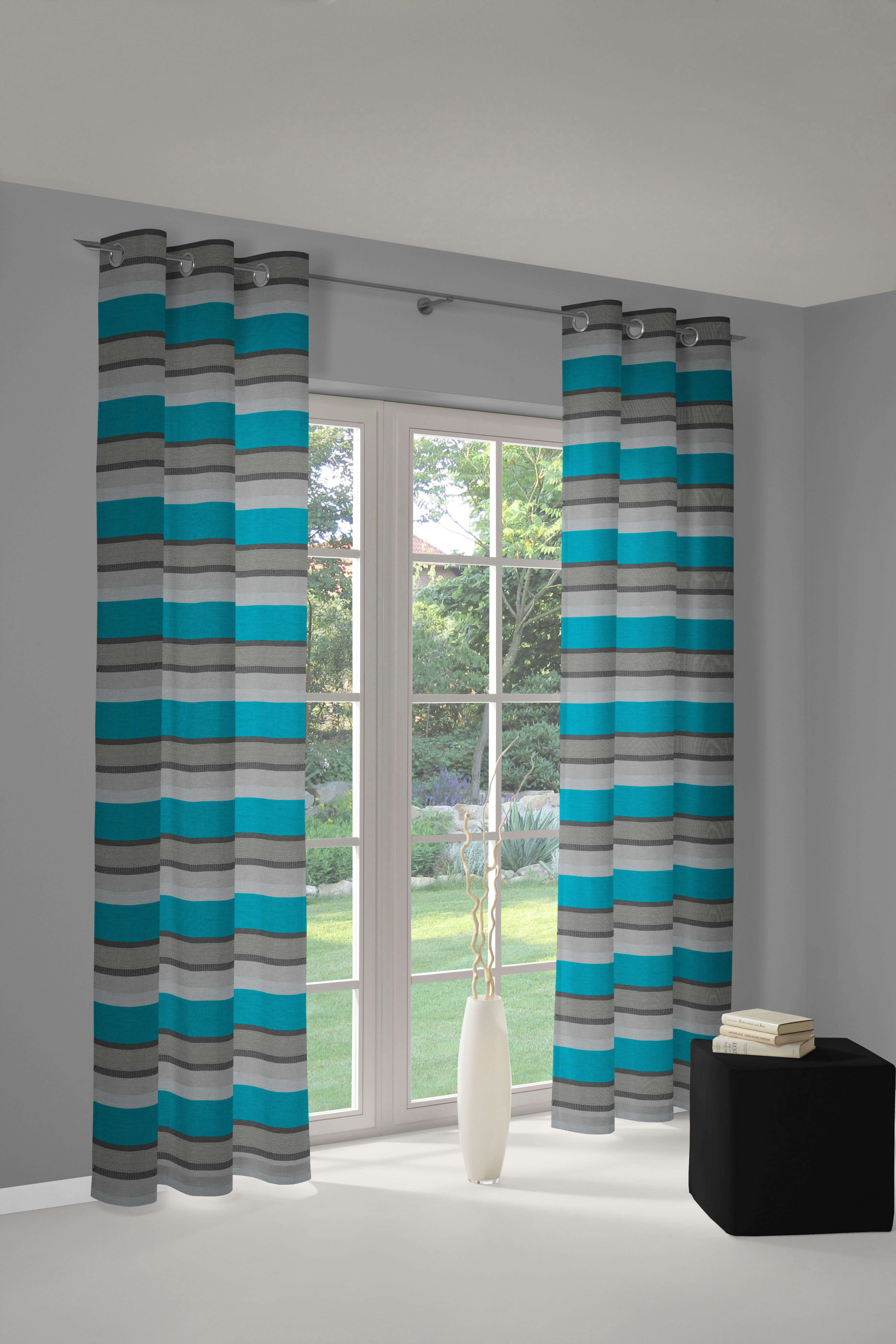 Wirth Gordijn MENORCA (1 stuk) kant & klaar gordijnen maat hxb: 145x135 cm blauw