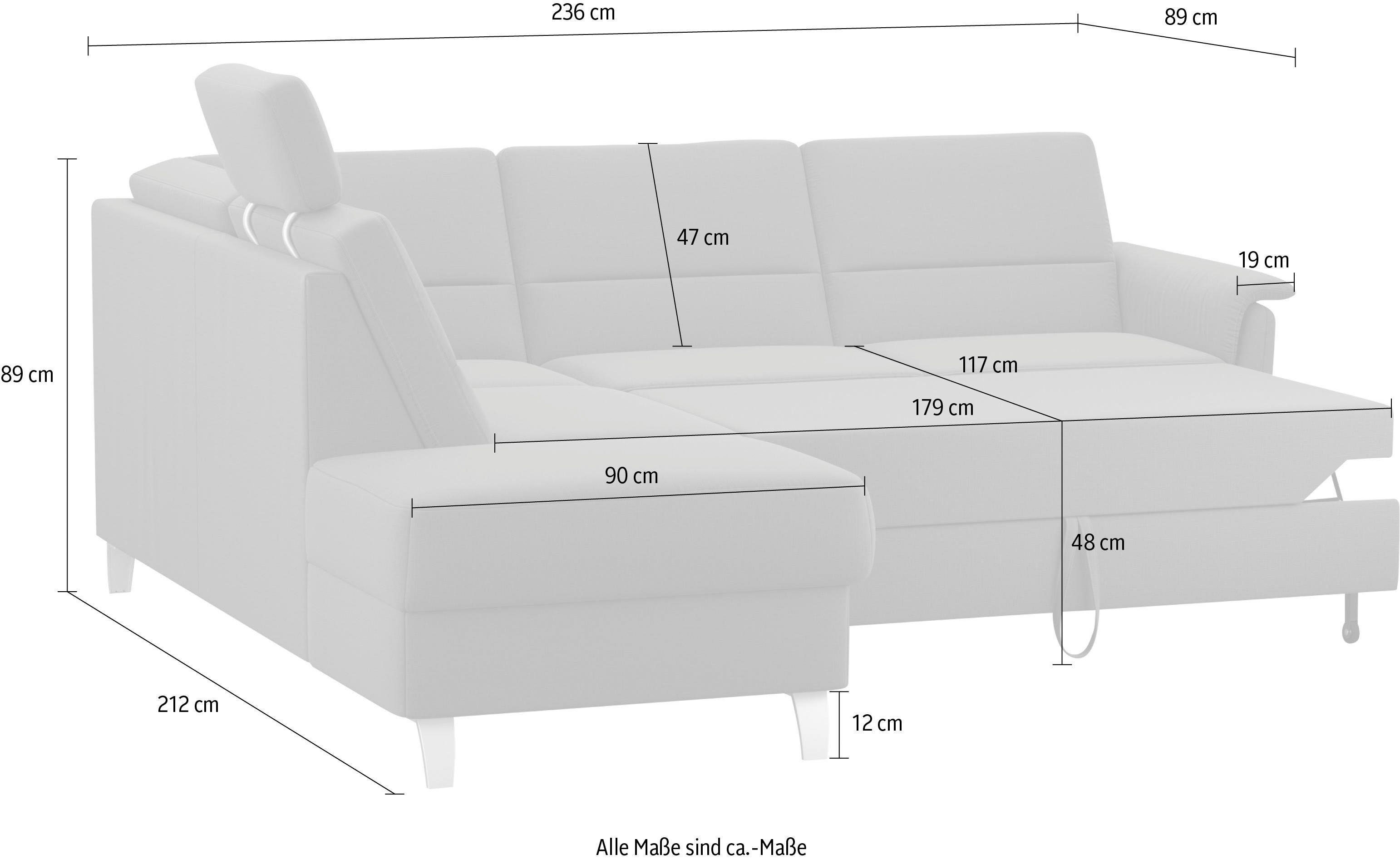 sit&more Hoekbank Palmera L-vorm Binnenvering, naar keuze met slaapfunctie en met/zonder bergruimte
