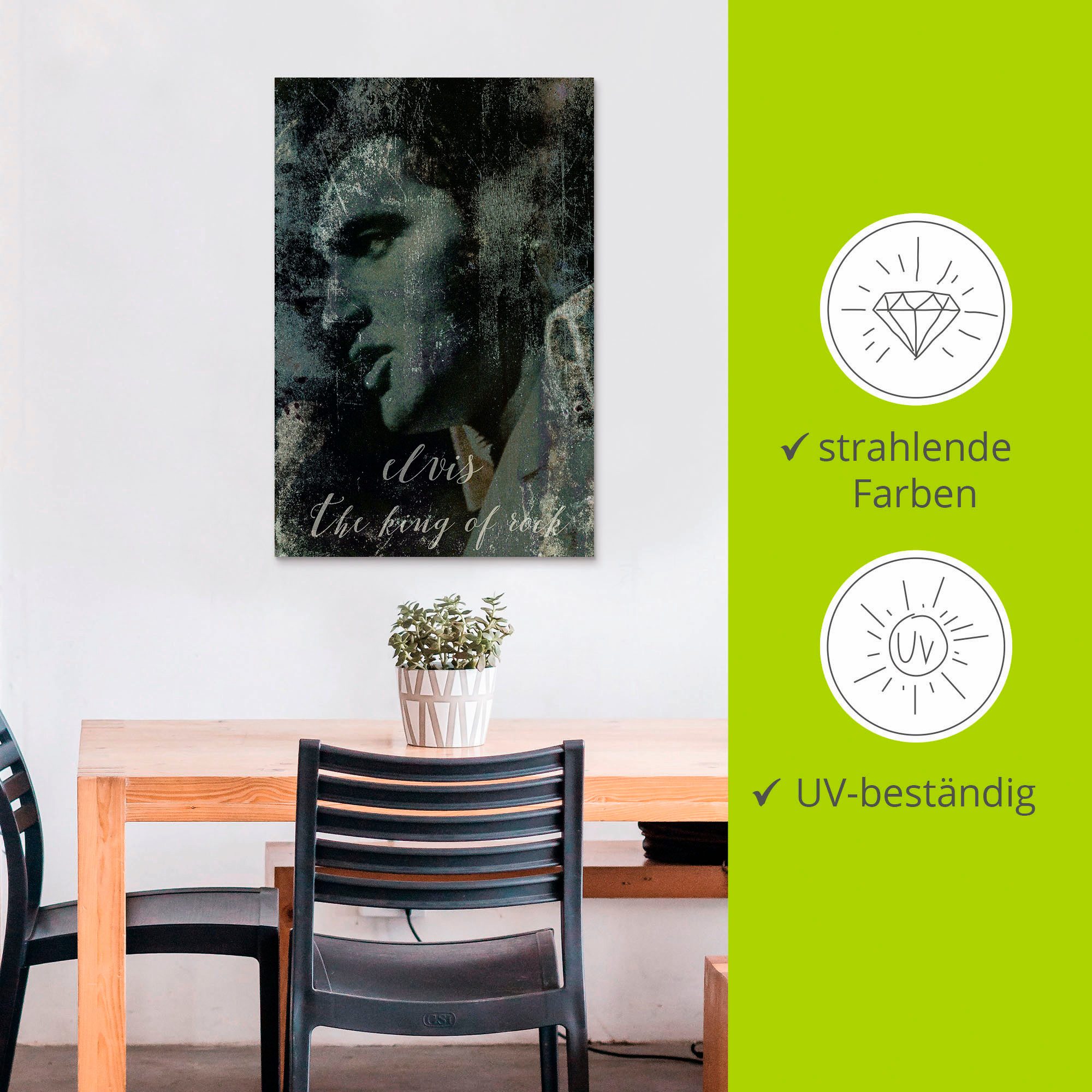Artland Artprint Elvis the King als artprint van aluminium, artprint voor buiten, artprint op linnen, poster, muursticker