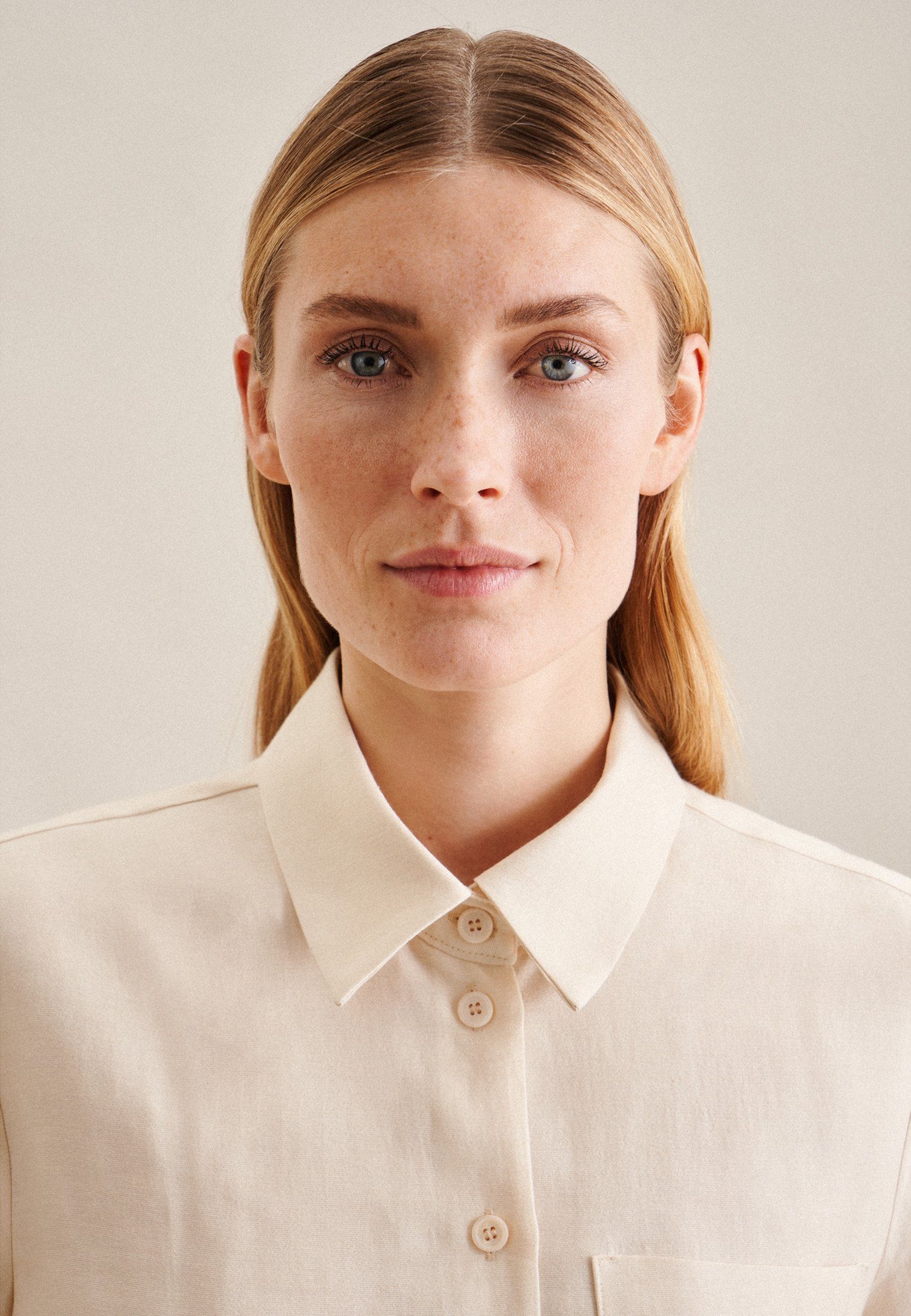 seidensticker Overhemdblouse Zwarte roos Lange mouwen kraag uni
