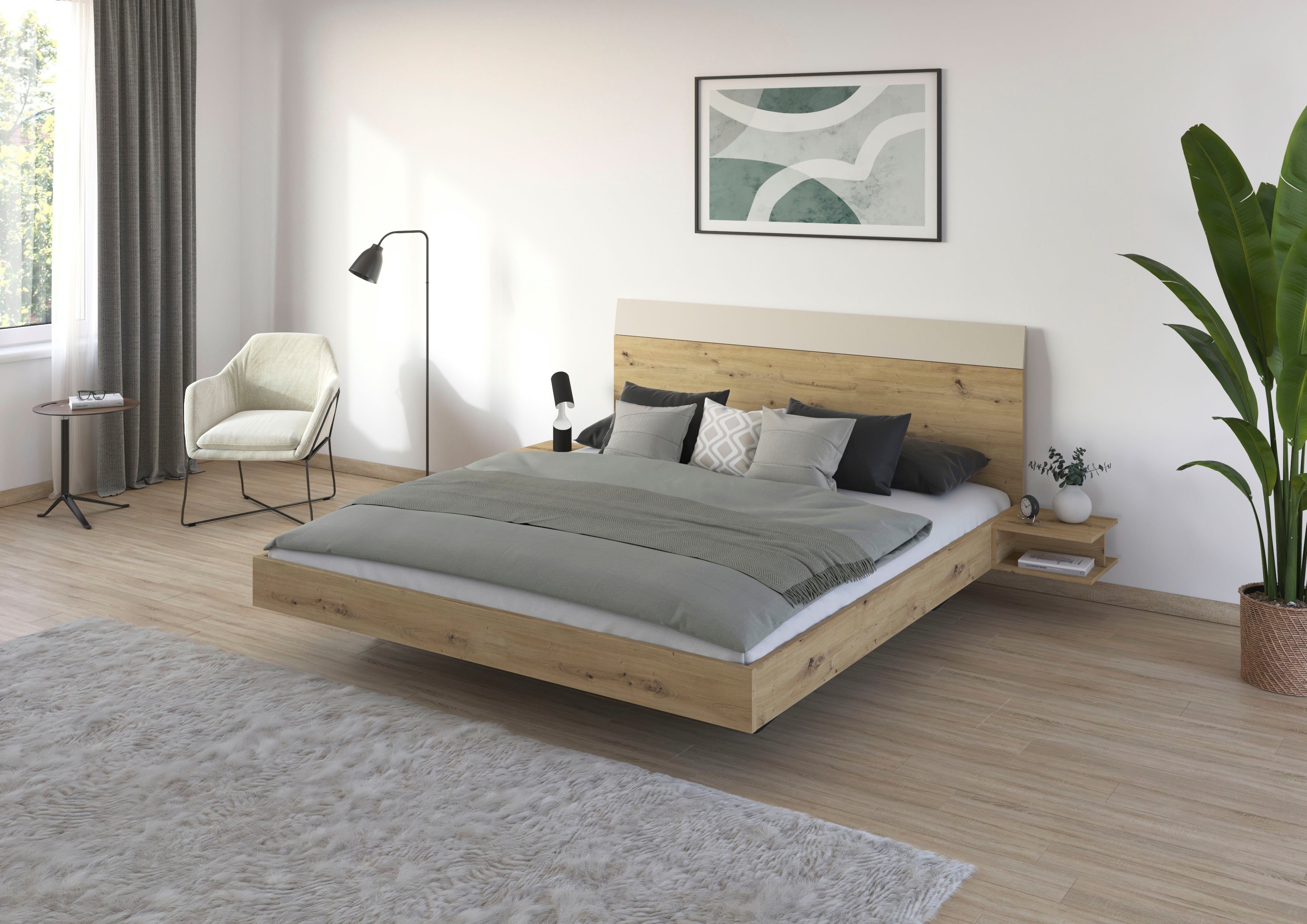 rauch Slaapkamerserie Monza met schuifdeurkast breedte 218 cm, bedcombinatie in 2 breedtes