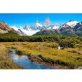 papermoon fotobehang bergen in patagoni vliesbehang, eersteklas digitale print multicolor