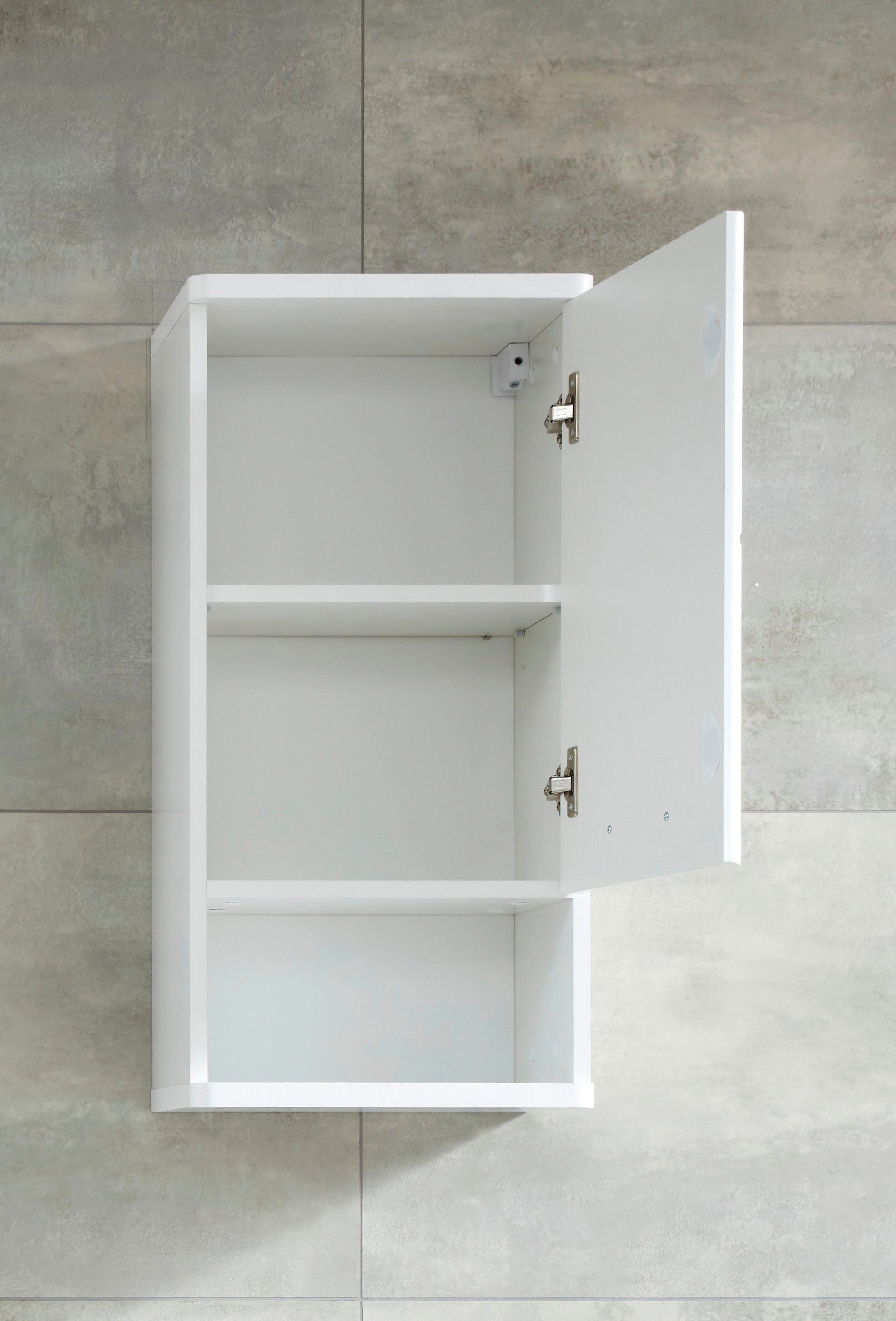 welltime Hangend kastje Mora Badkast in hoogglans wit met opbergvak - Afmetingen (B/D/H) 37/28/76 cm