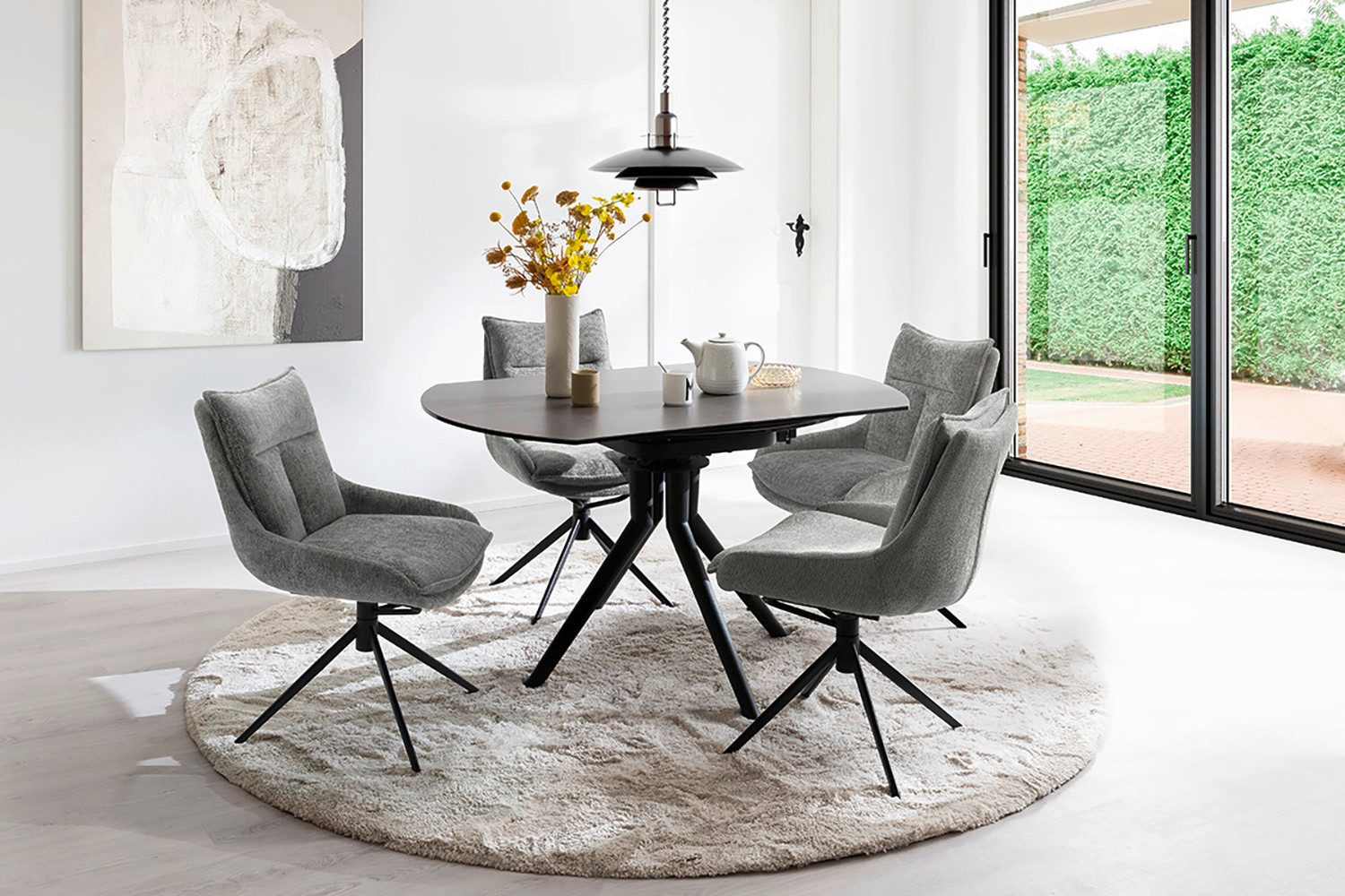 MCA furniture Eetkamerstoel (2-set), draaibaar 360°, draai- & schommelfunctie, belastbaarheid 120 kg
