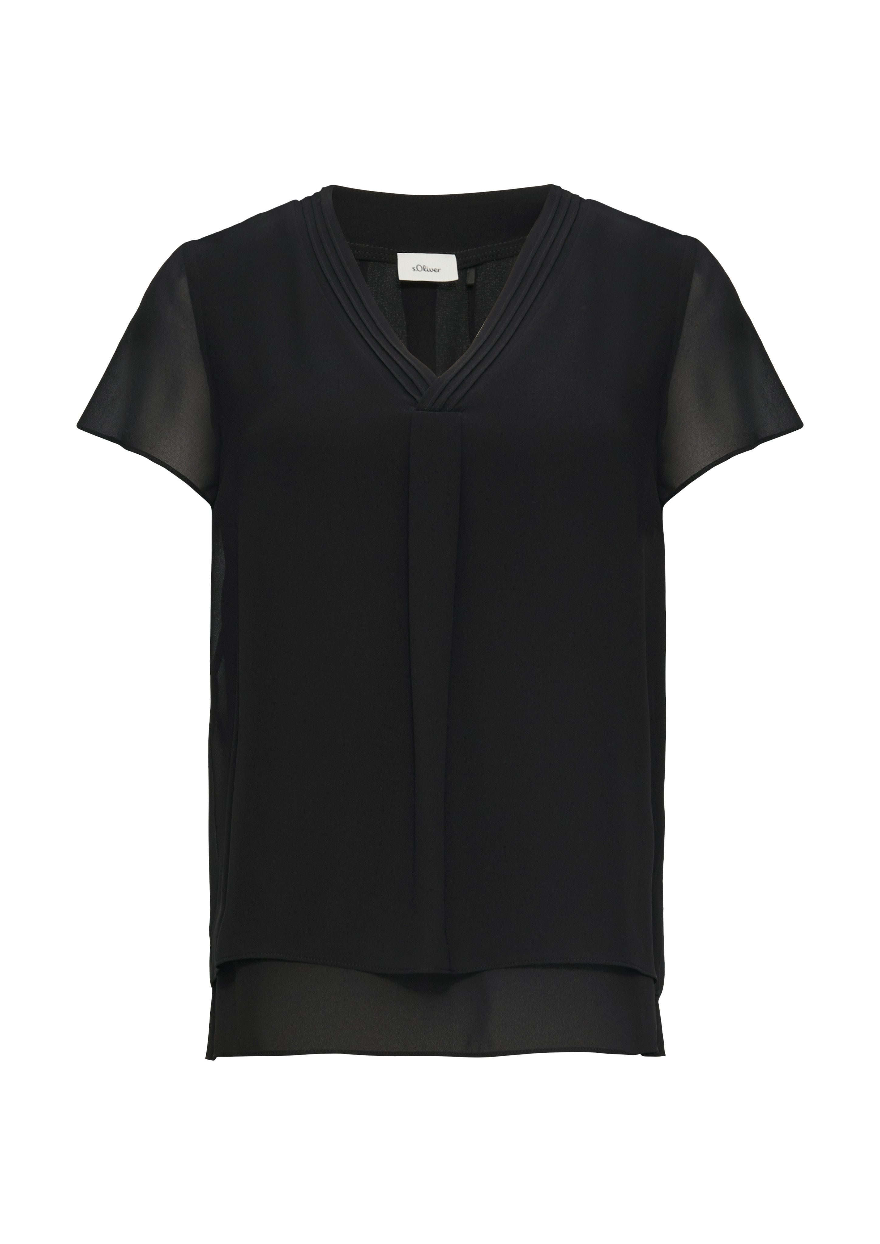 s.Oliver BLACK LABEL Shirtblouse in dubbel-laag-look en met v-halslijn