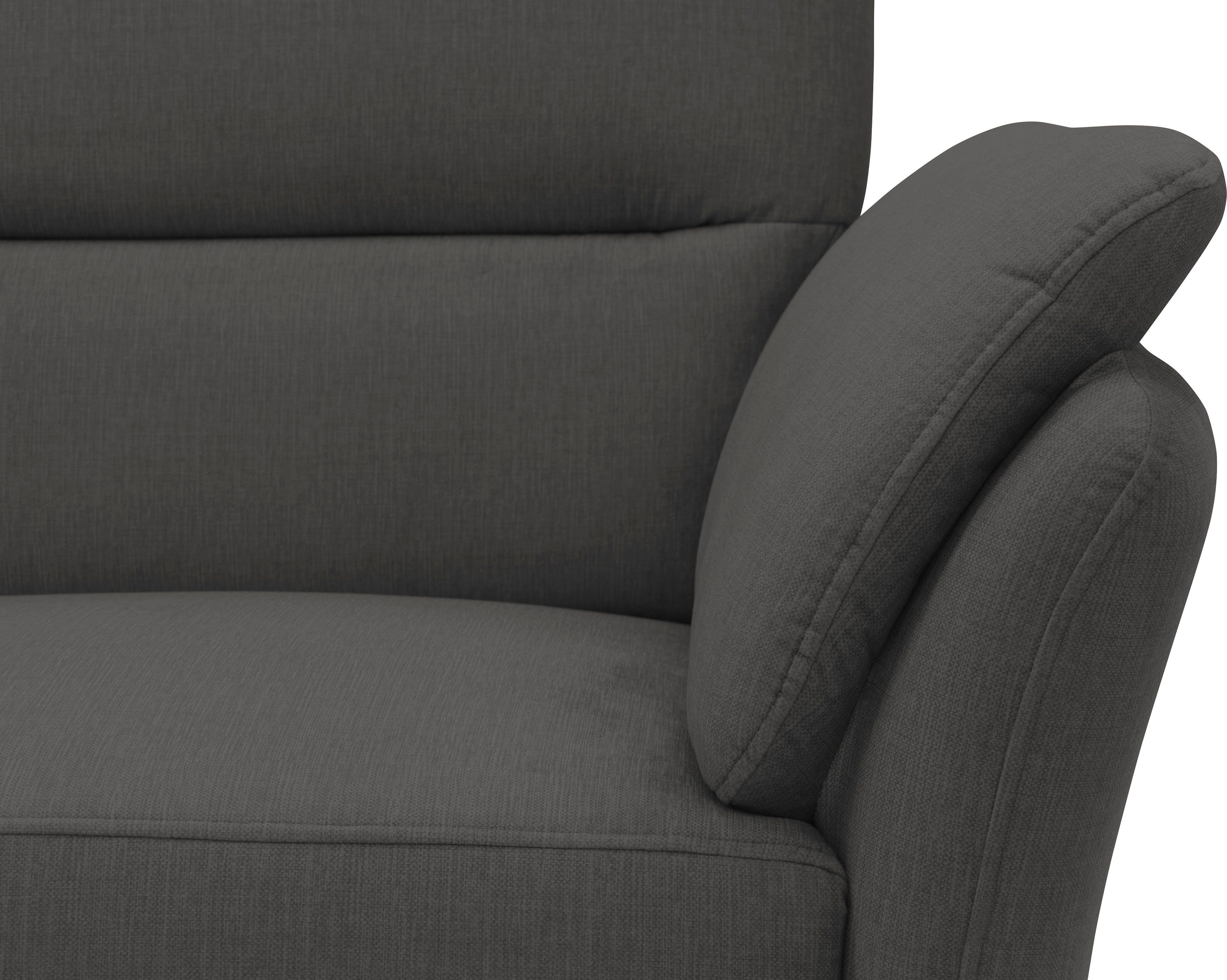 DOMO collection 3-zitsbank Pina, smalle armleuningen, met bonellvering, compact & elegant Hoge zitcomfort, luxe microvezel leerlook, grijs, breedte 219 cm