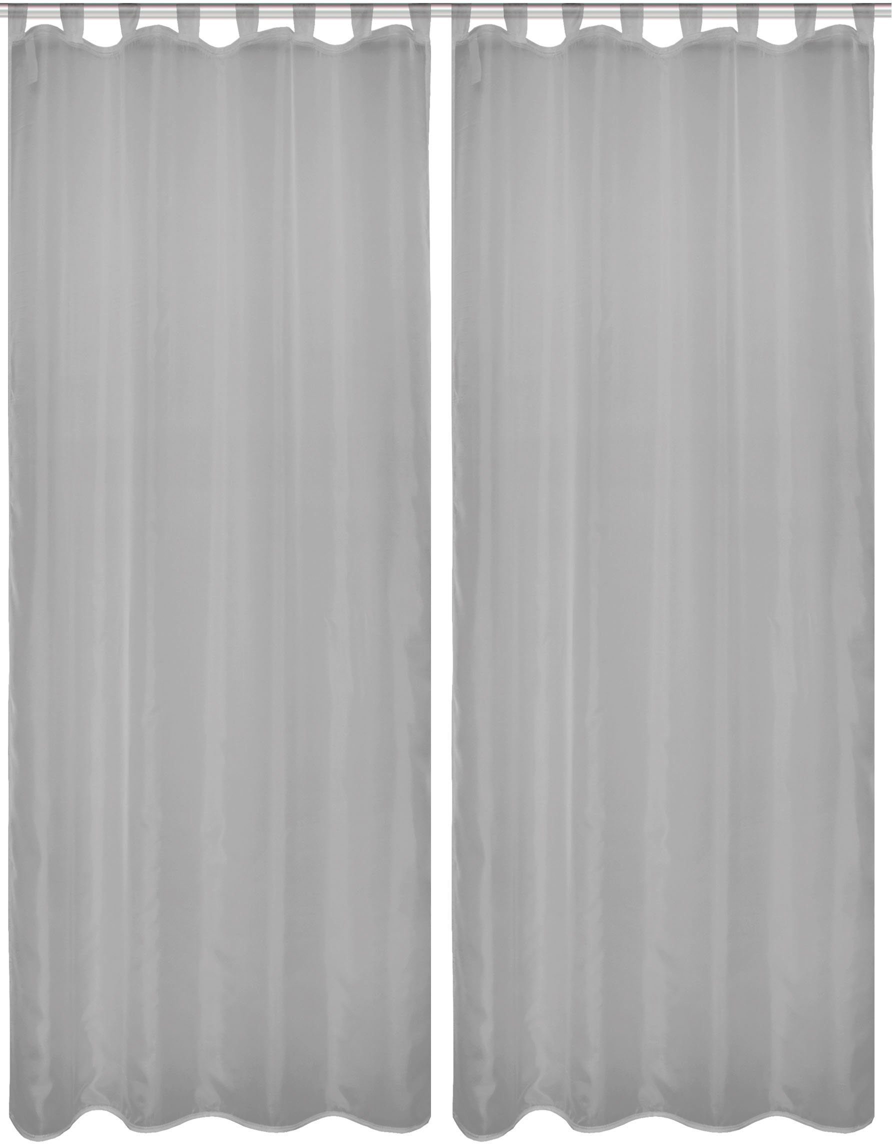 HOME WOHNIDEEN Gordijn NESSI 2-DELIG PAKKET Effen, voile, transparant, lussen incl. trekband, 2-pack (2 stuks)
