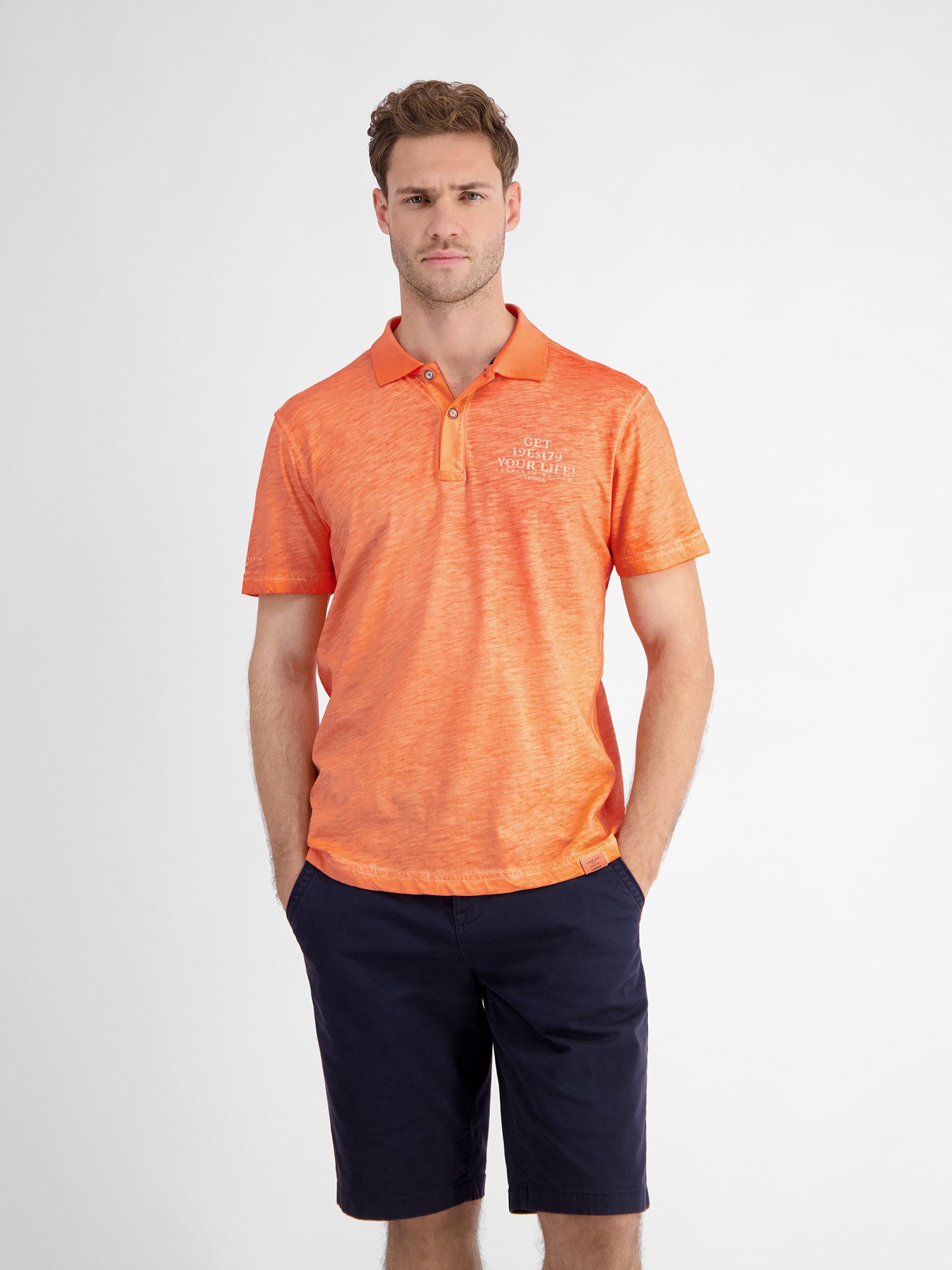 Lerros Poloshirt LERROS poloshirt met casual borstprint