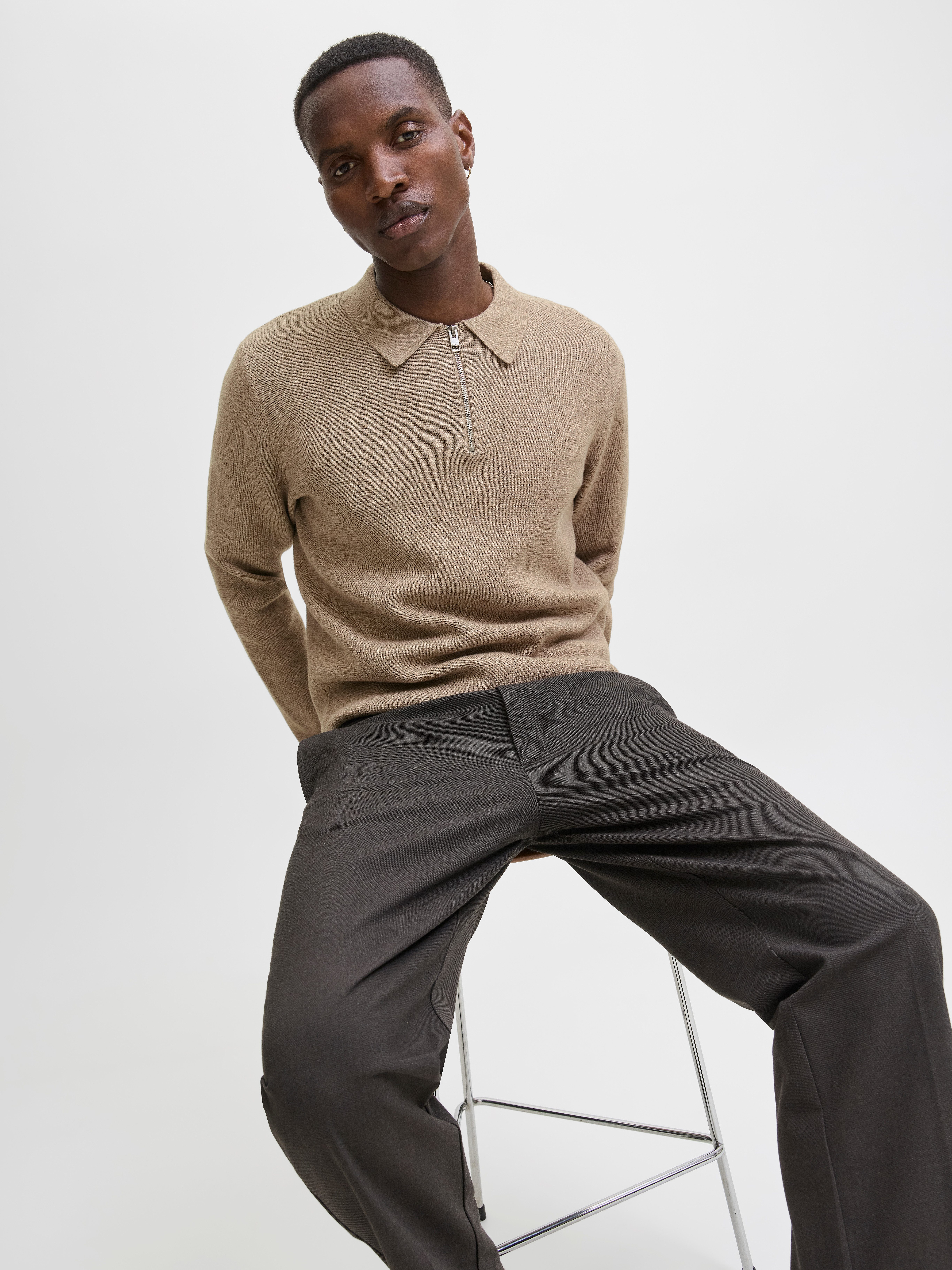 Jack & Jones Trui met polokraag JPRBLAMILANO STITCH KNIT ZIP POLO SN