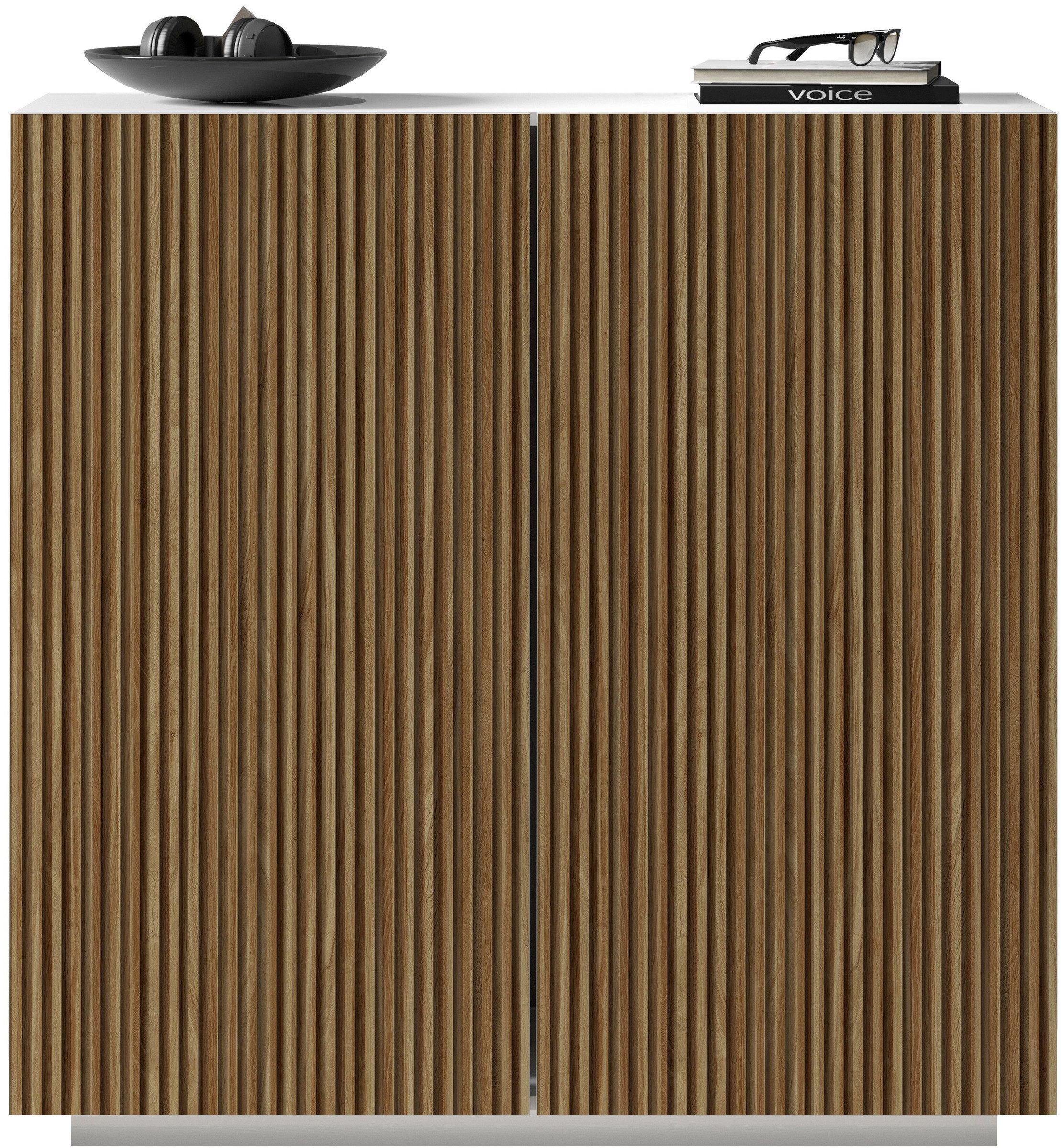 INOSIGN Highboard Vega, Highboard, Ladekast, 120 cm met 2 deuren, fronten met groeven-look
