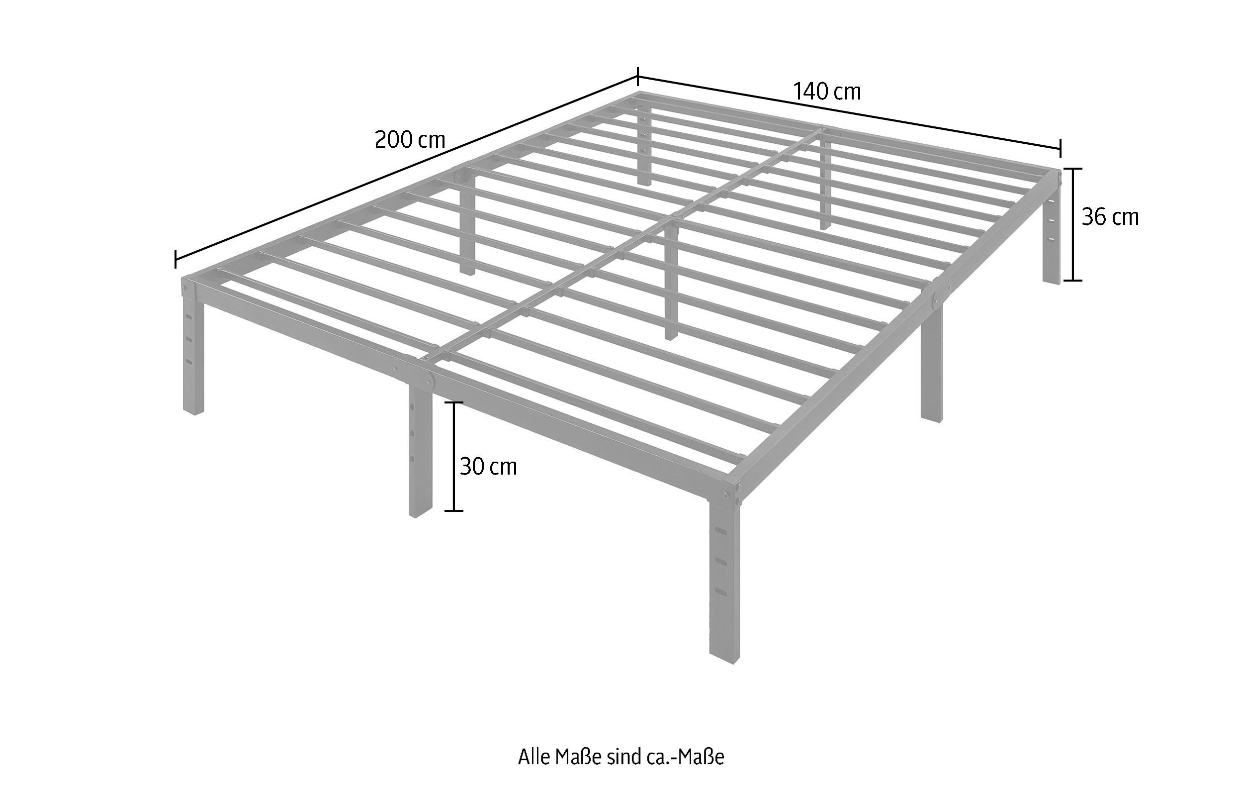 ATLANTIC home collection Metalen ledikant Rafael Platform bed, met opbergruimte