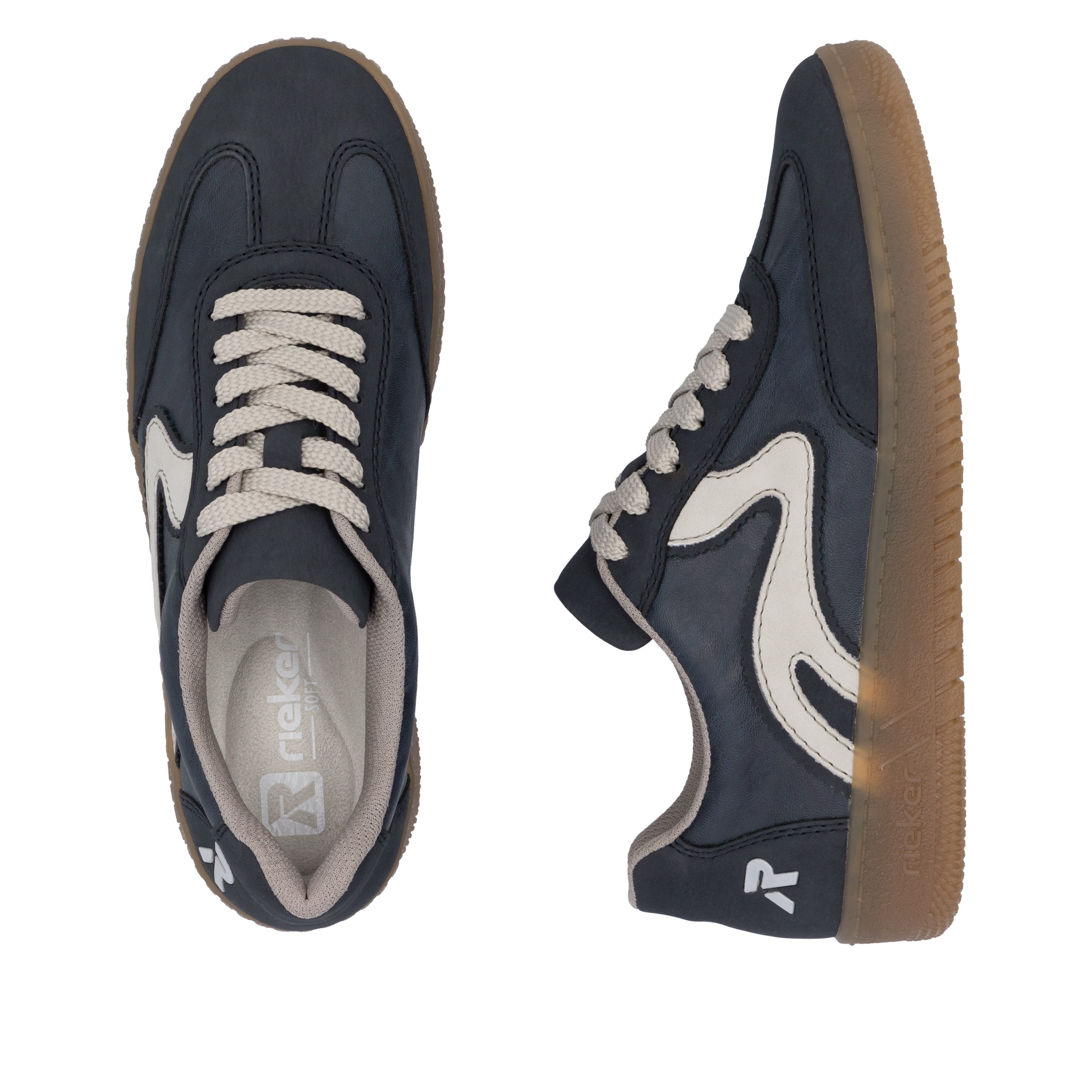 RIEKER Sport Plateausneakers vrijetijdsschoen, lage schoen, veterschoen in vegan uitvoering