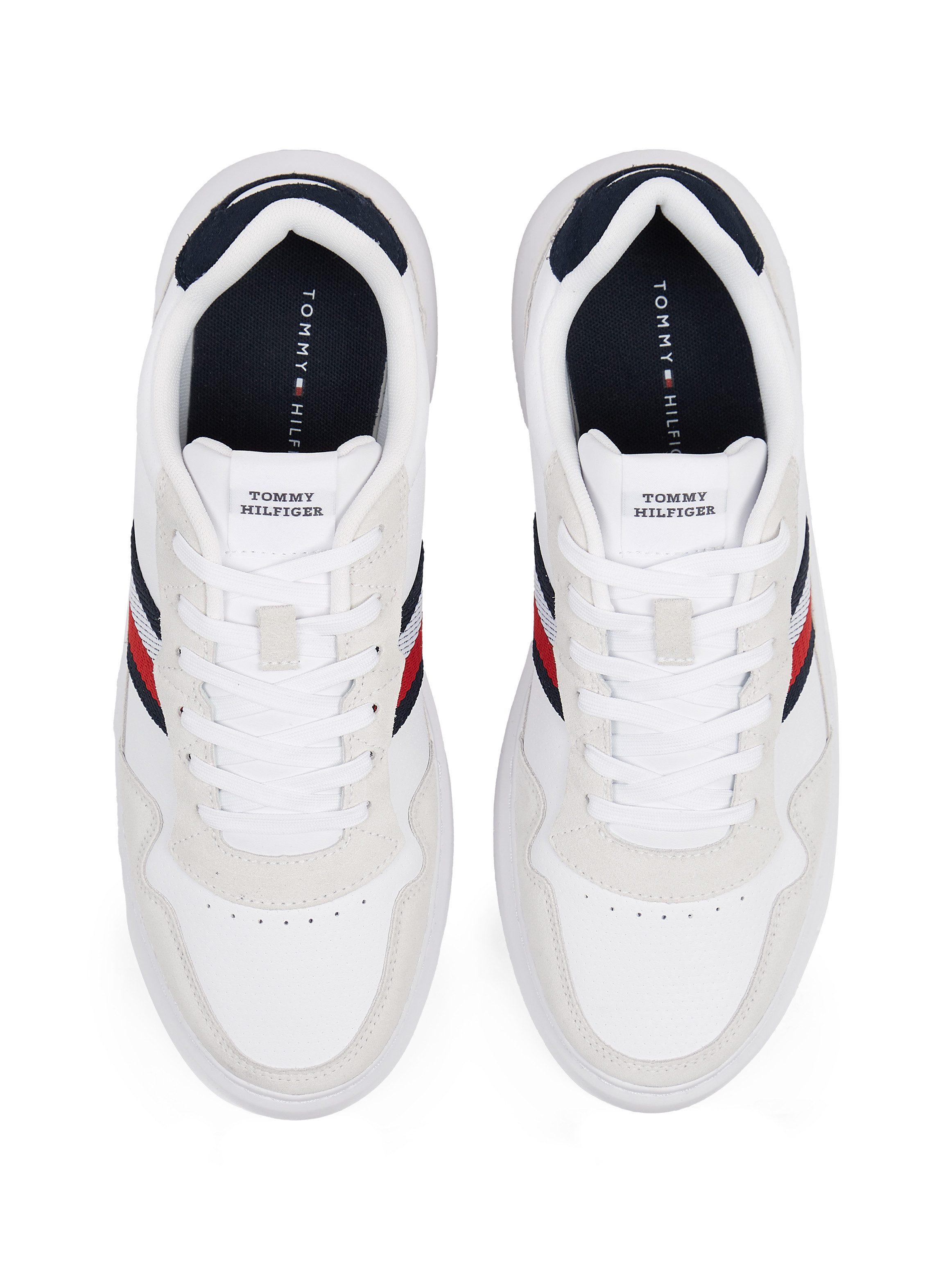 Tommy Hilfiger Sneakers met sleehak LIGHT CUPSOLE LTH MIX STRIPES , vrijetijdsschoen, lage schoen, veterschoen met zijstrepen