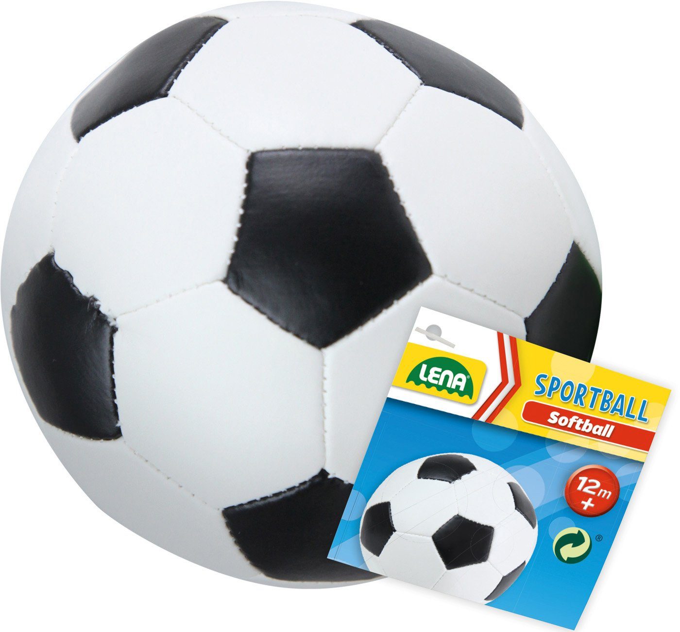 Lena® Softbal Zachte voetbal 18 cm, zwart/wit