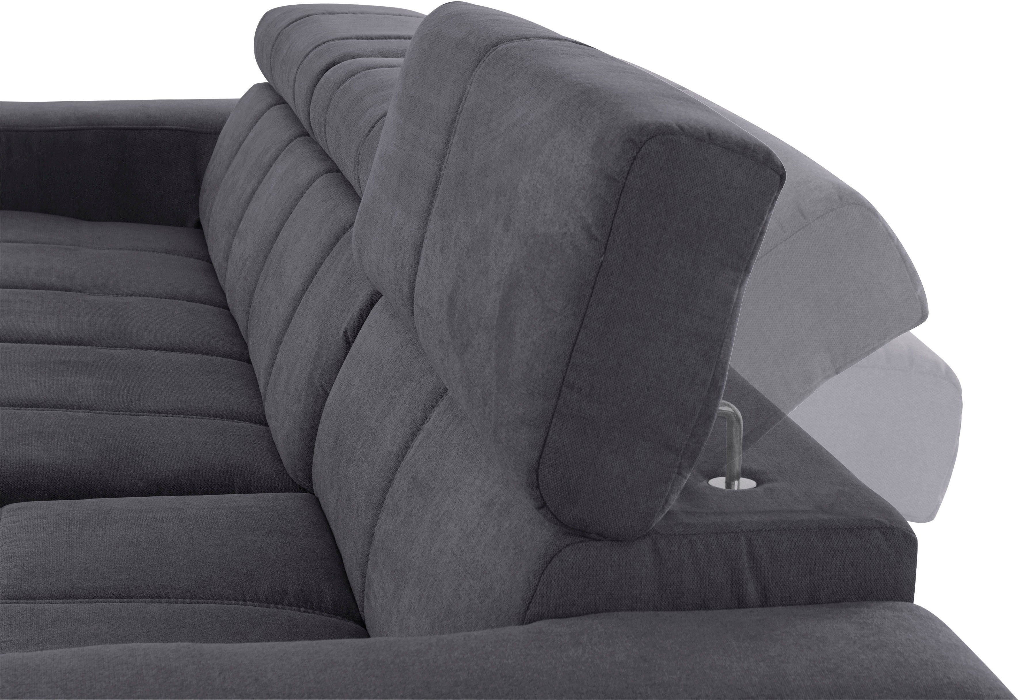 DOMO collection Hoekbank Brandon B/D/H: 289/177/80 cm, keuze met zitdiepteverstelling, L-vorm