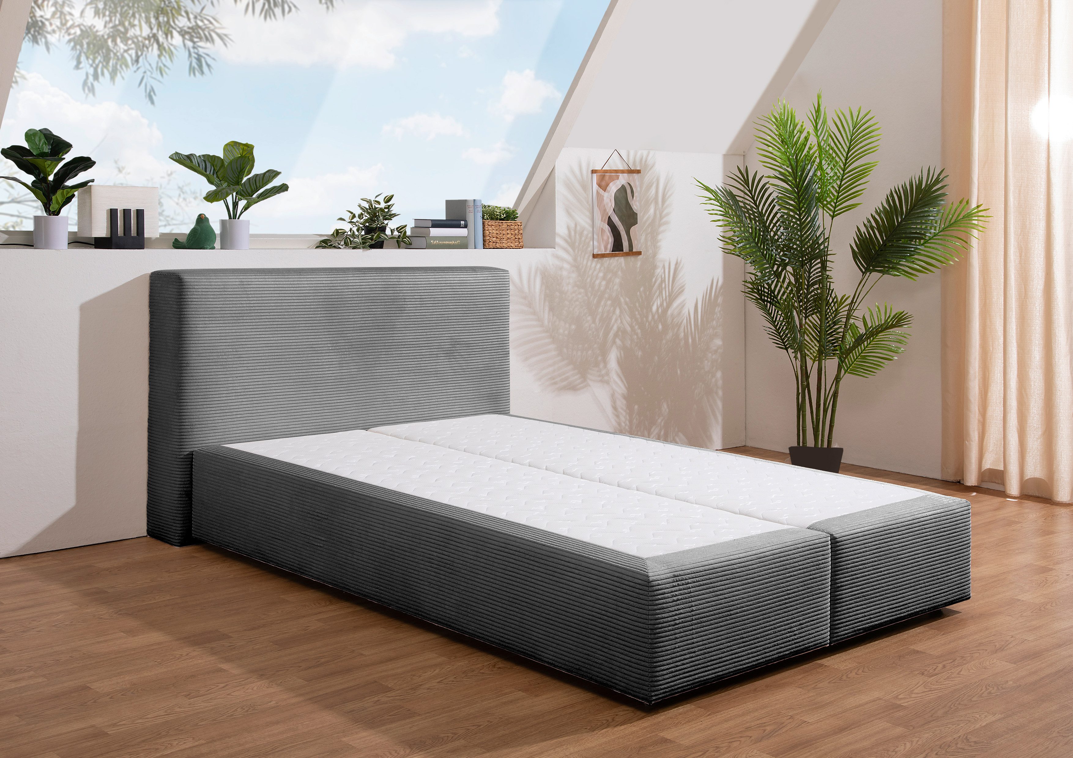 andas Boxspring Åby In cord bekleding, optioneel met en zonder matras verkrijgbaar boxsprings grijs