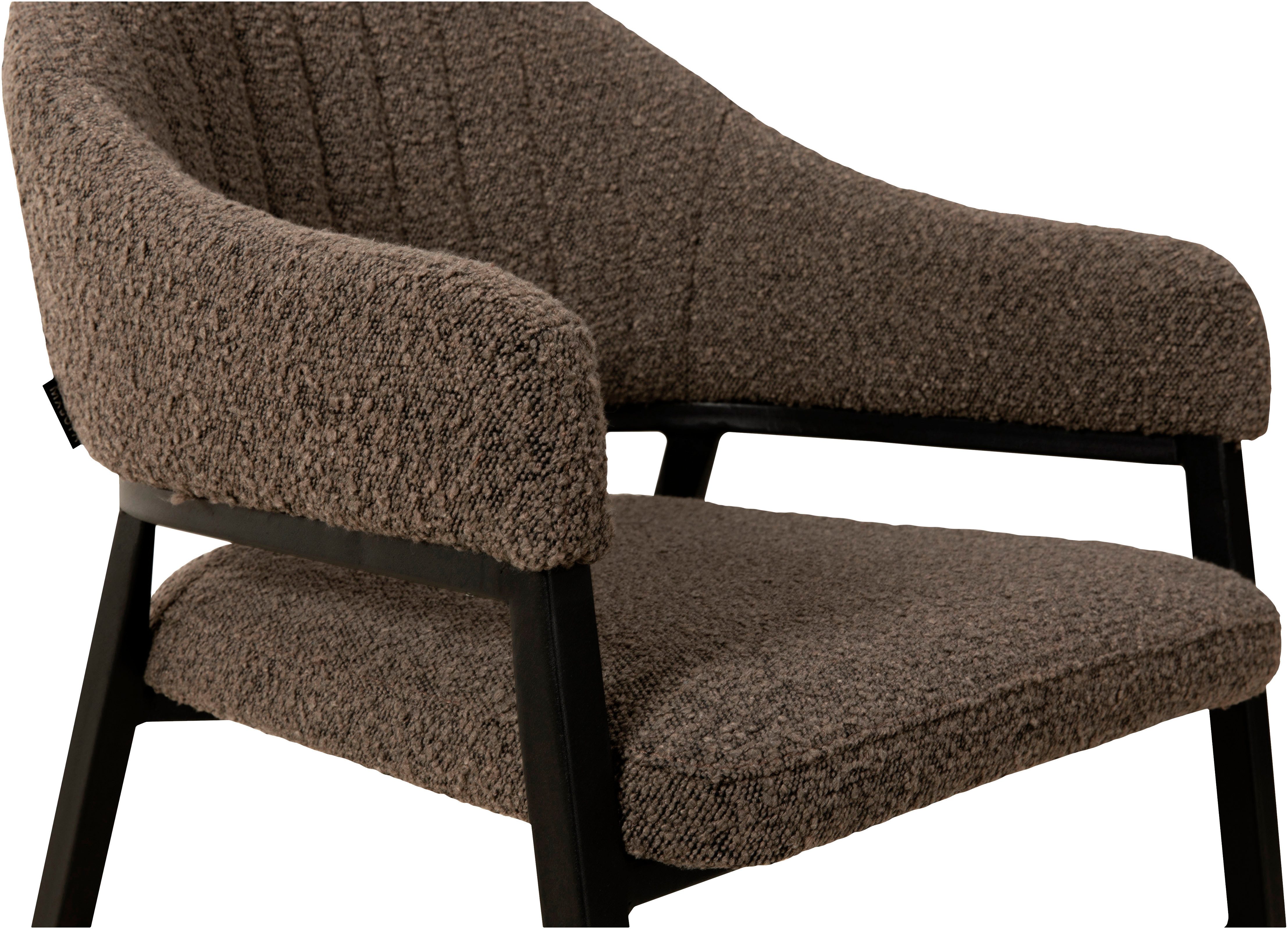 OMG Design Stoel met armleuningen Roma comfortabele eetkamerstoel, gestoffeerde stoel met bouclé bekleding