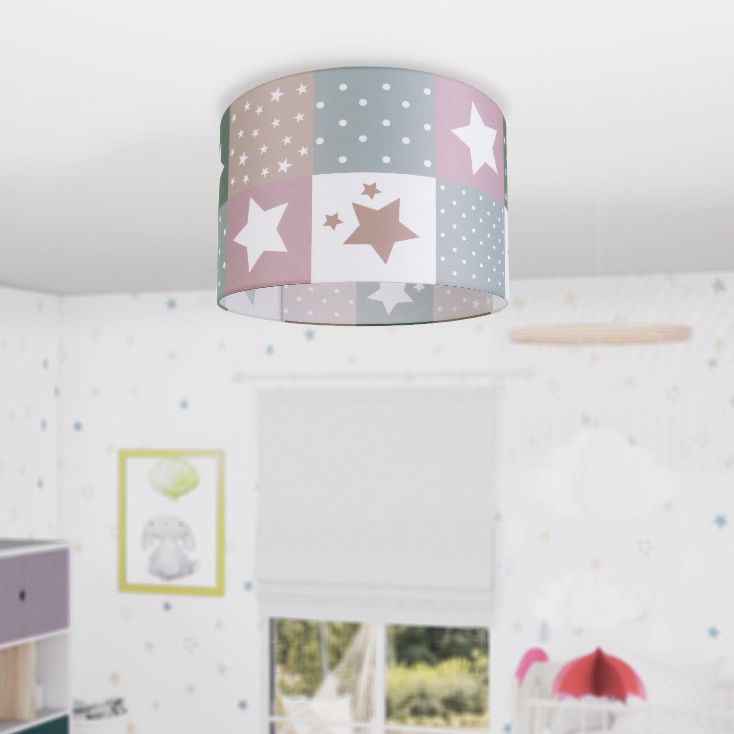 Paco Home Plafondlamp Cosmo 345 Kinderlamp plafondlamp LED kinderkamer lamp sterren-motief E27