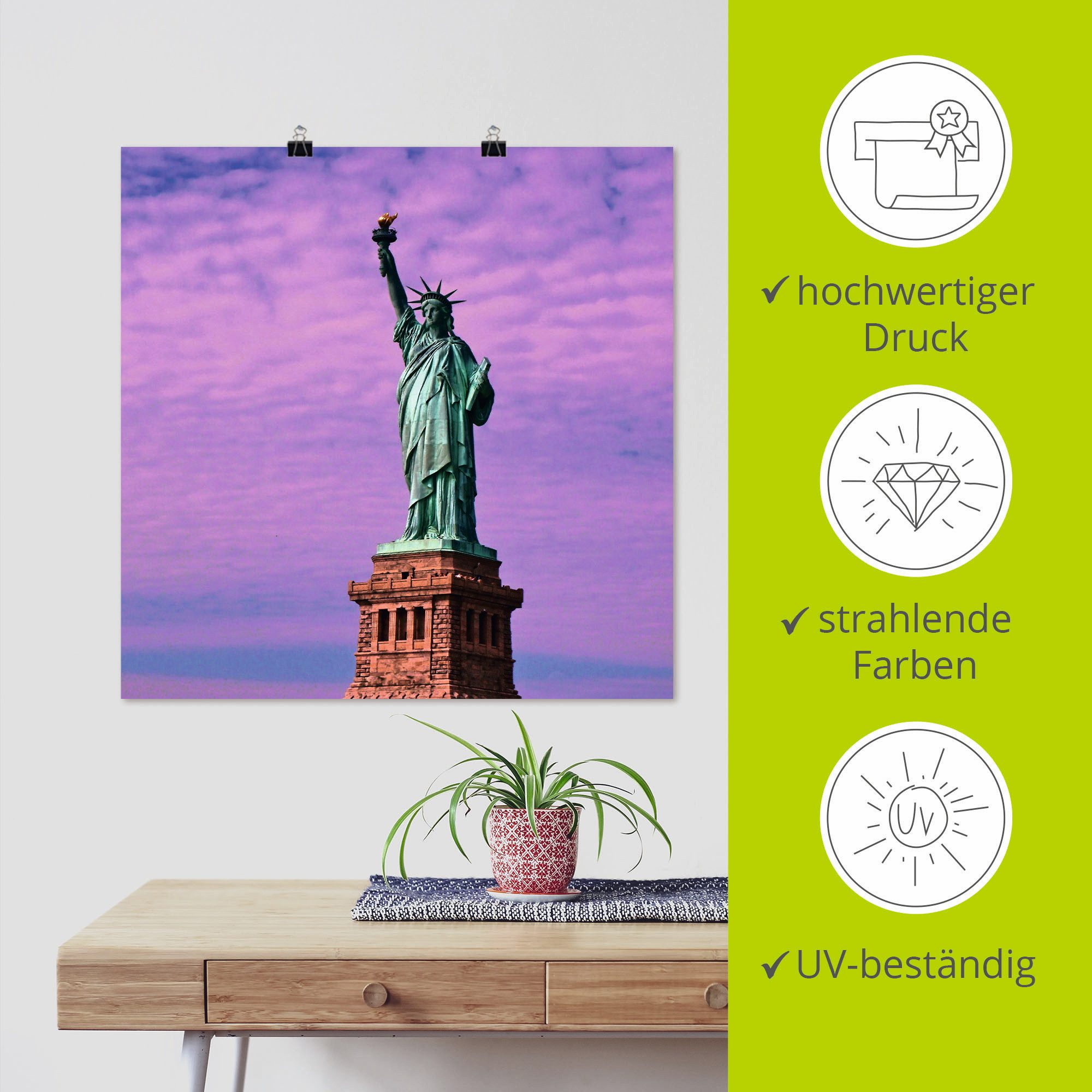 Artland Artprint Vrijheidsbeeld als artprint op linnen, poster in verschillende formaten maten