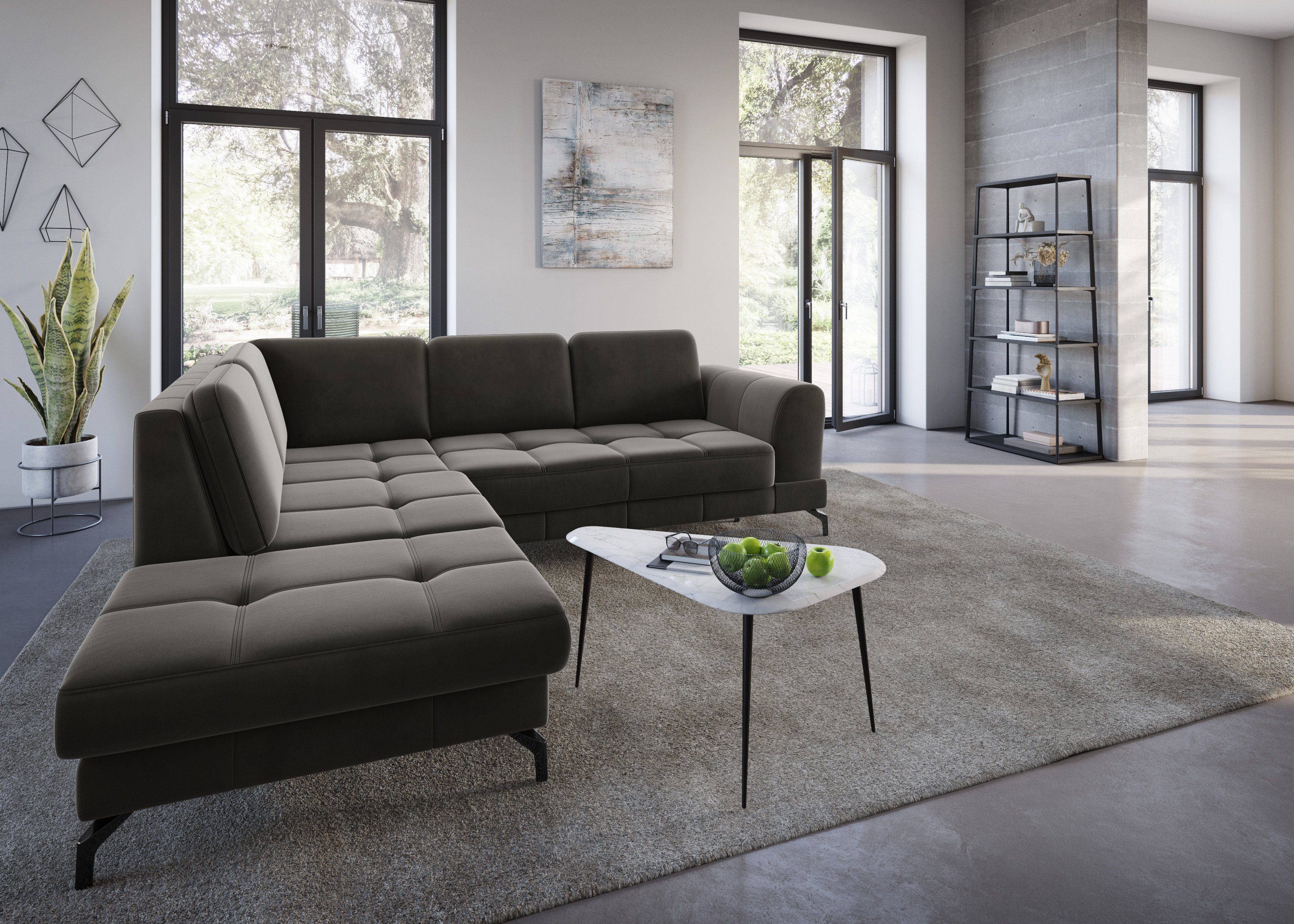 sit&more Hoekbank Bendigo L-vorm inclusief zitdiepteverstelling, bodemvrijheid 12 cm, in 2 pootkleuren