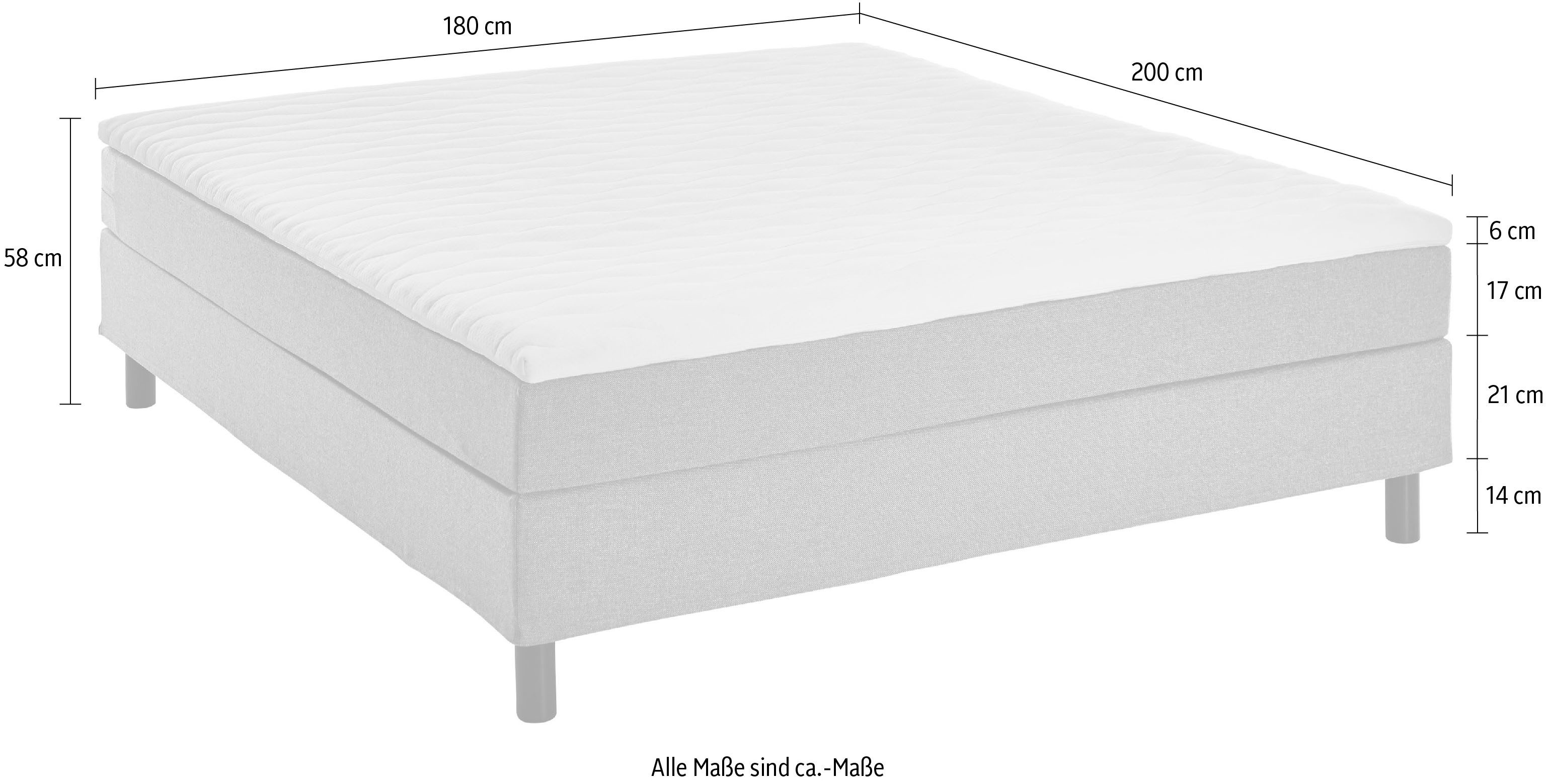 ATLANTIC home collection Boxspring Happy zonder hoofdbord, met topmatras, naar keuze met of zonder beddengoed