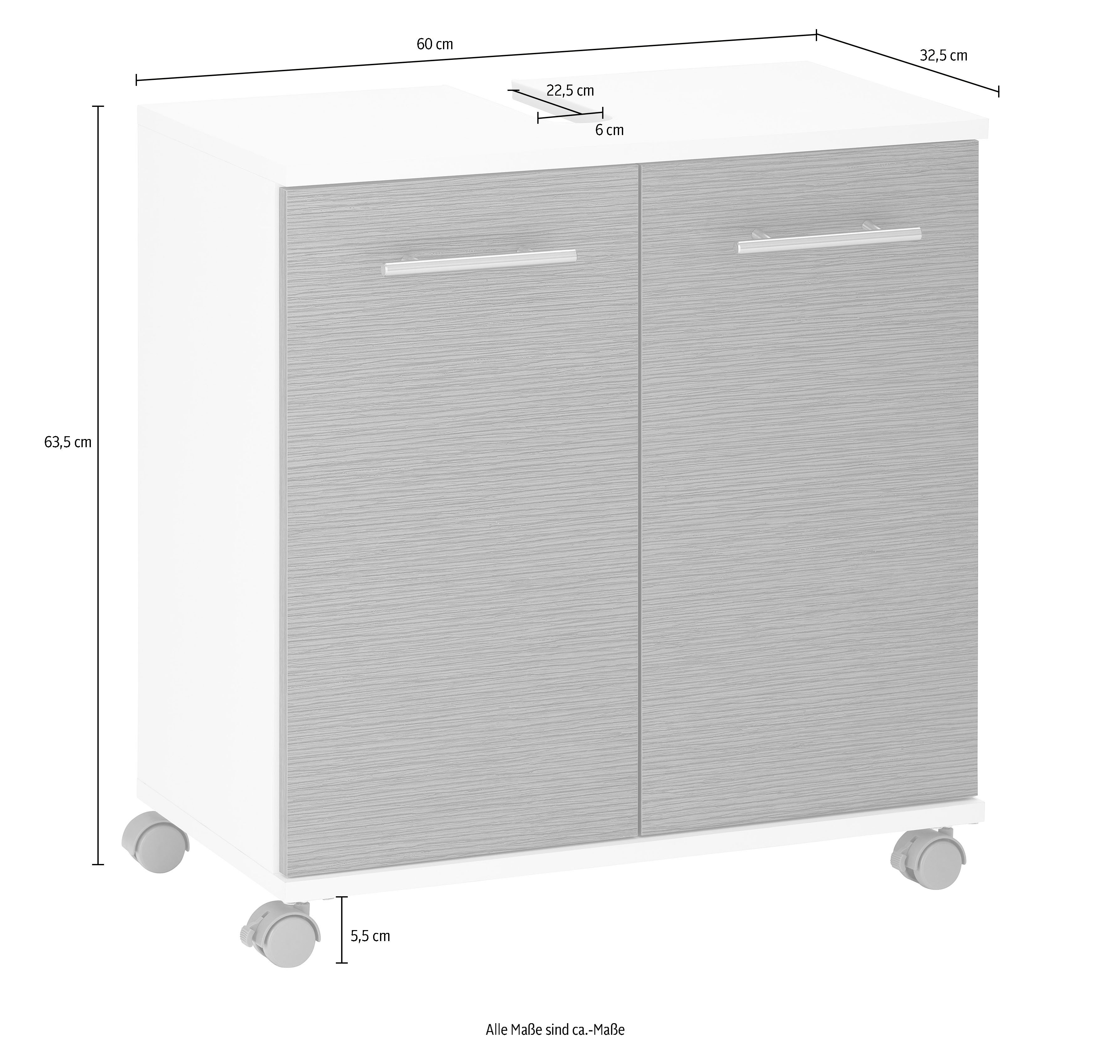 welltime Wastafelonderkast Emmi, breedte 59 cm Siphonaansluiting, metalen beslag
