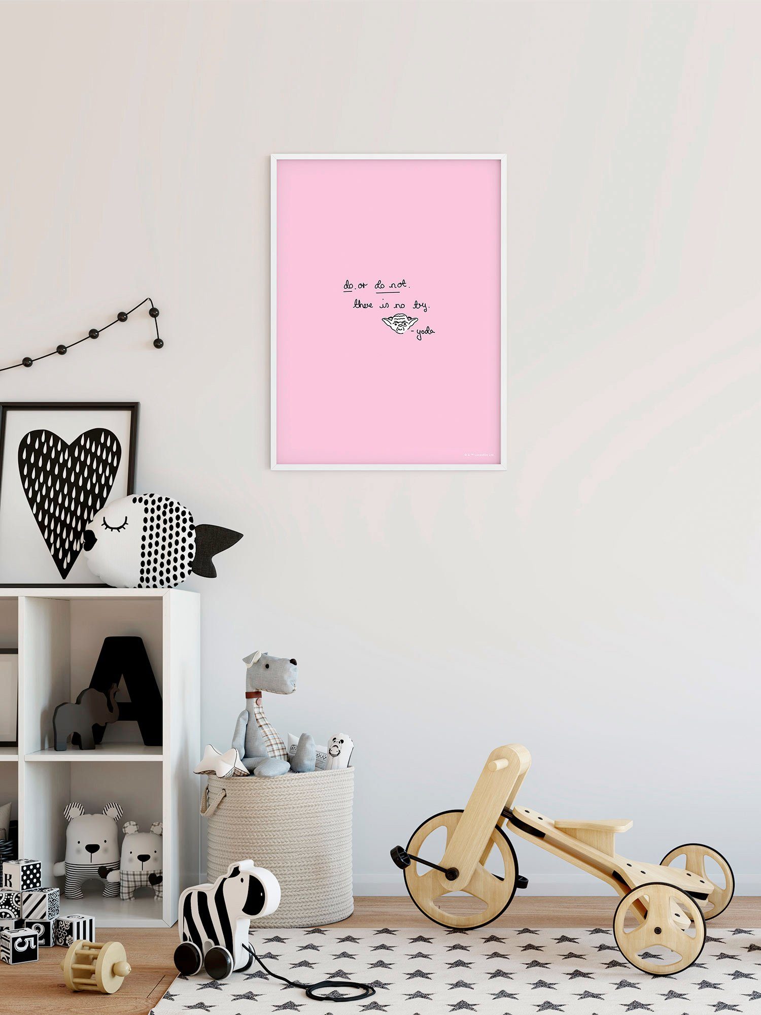 Komar Wanddecoratie Star Wars Quote Yoda Cute Wanddecoratie voor de kinderkamer - zonder lijst (1 stuk)