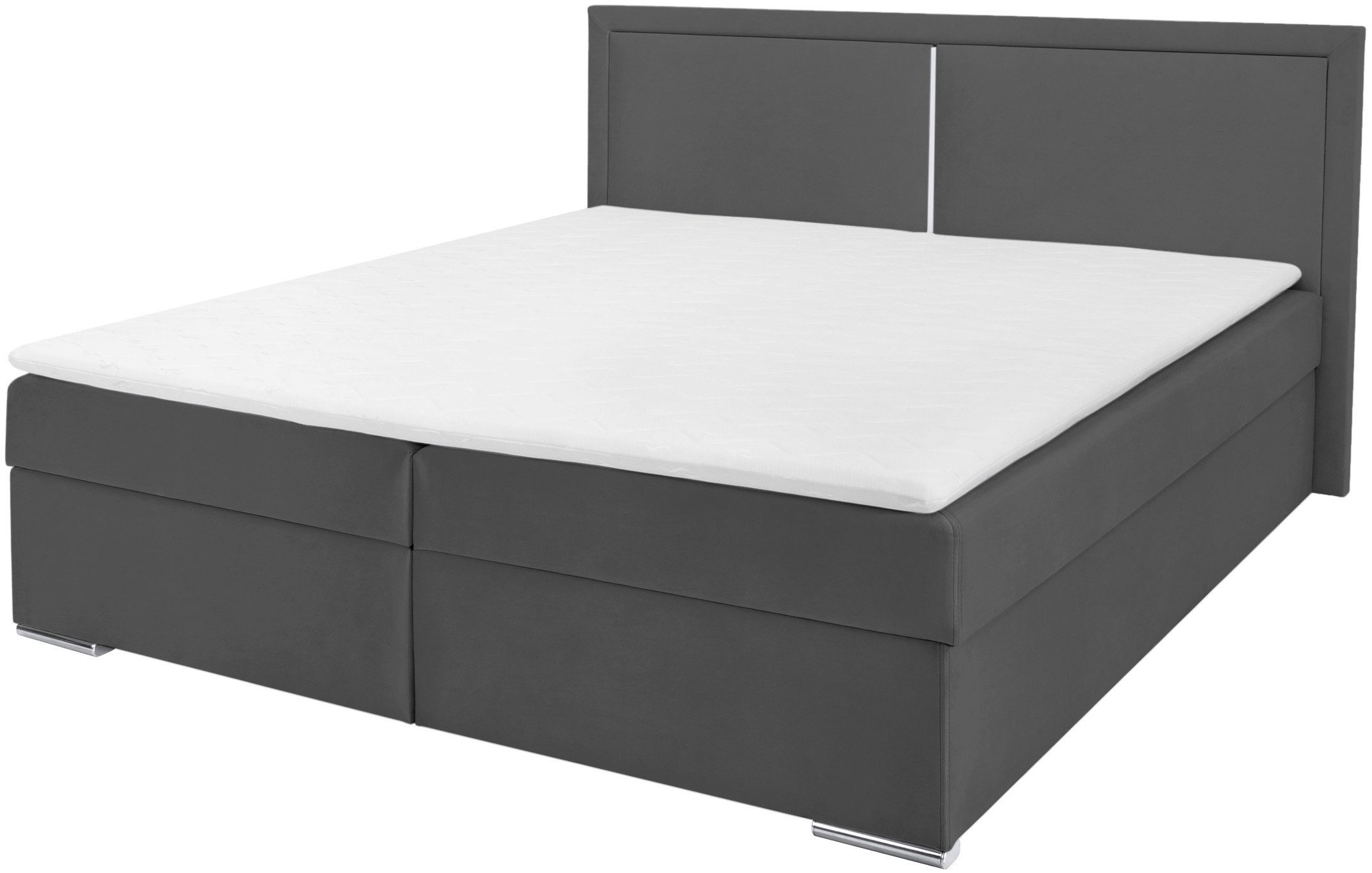 COLLECTION AB Boxspring Athena Incl. LED-verlichting, topper en opbergruimte boxsprings grijs
