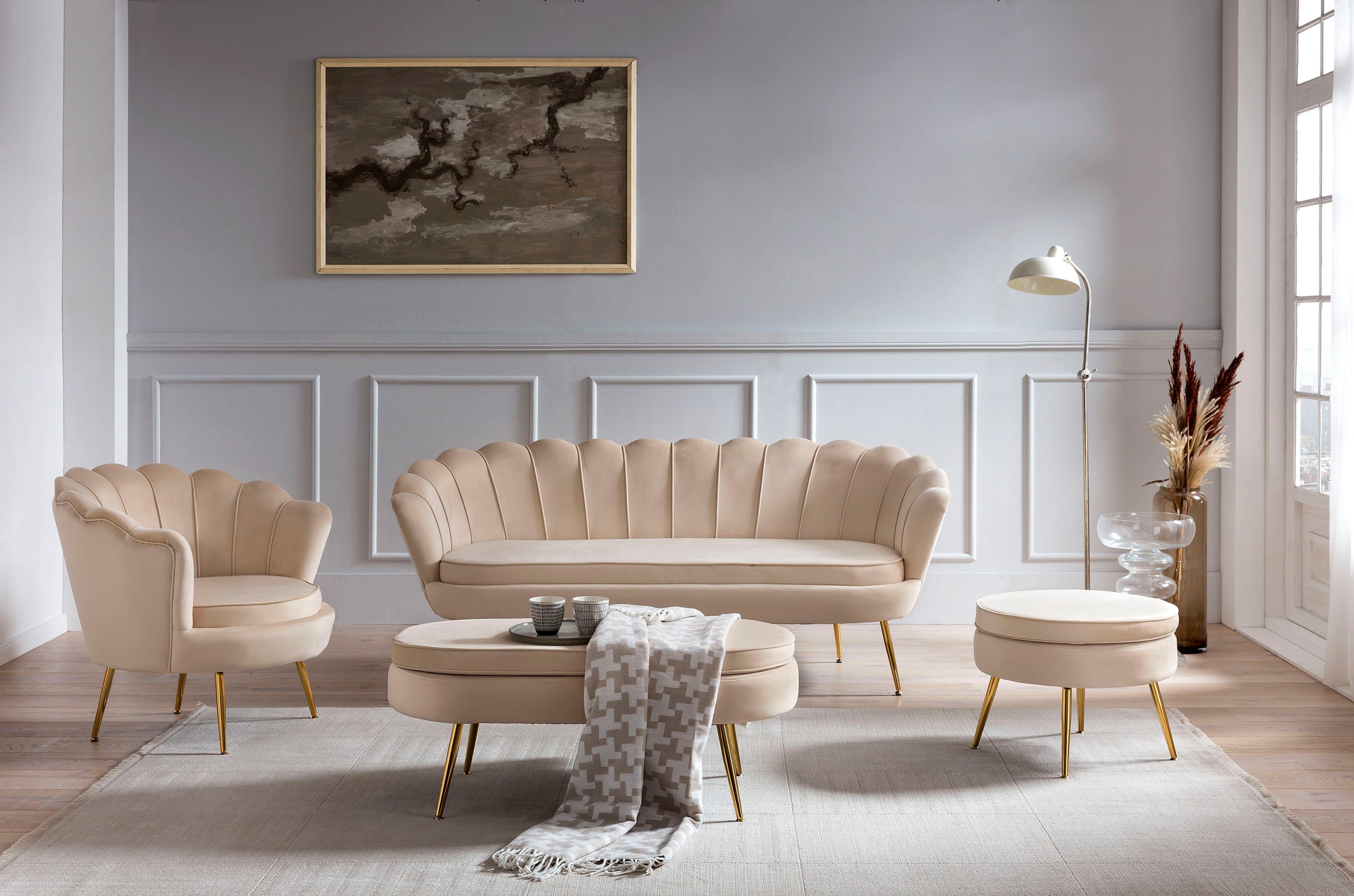 SalesFever 3-zitsbank Clam opvallend schelpdesign, breedte 180 cm
