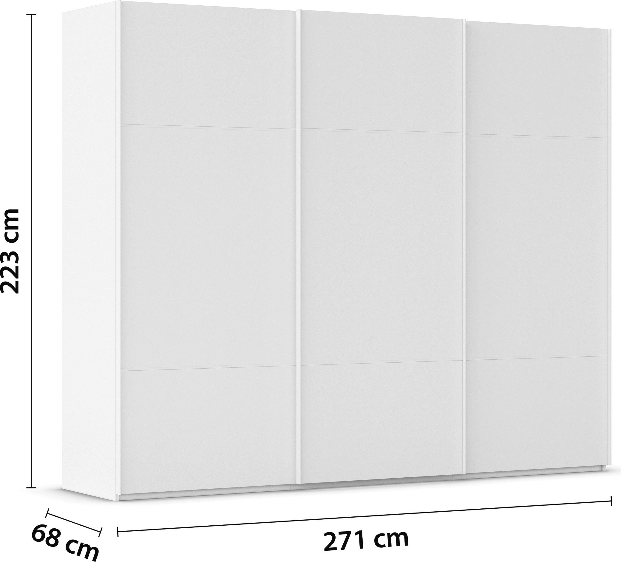 rauch Schuifdeurkast Kledingkast kast garderobe slaapkamerkast SCALE-TRIO edel drievoudig front, 2 sierlijsten in grepen kleur made in germany