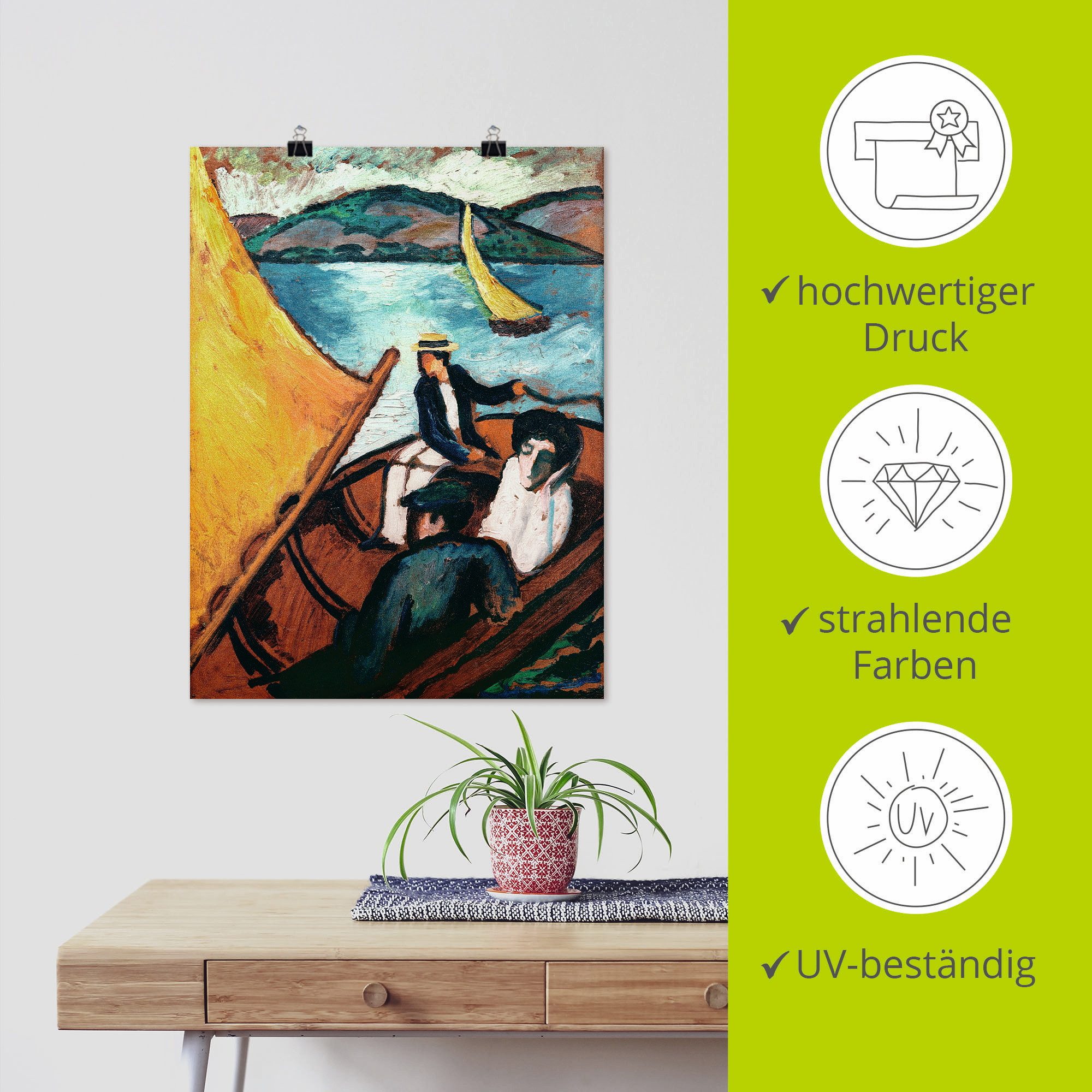 Artland Artprint Zeilboot, Tegernsee als artprint op linnen, muursticker of poster in verschillende maten