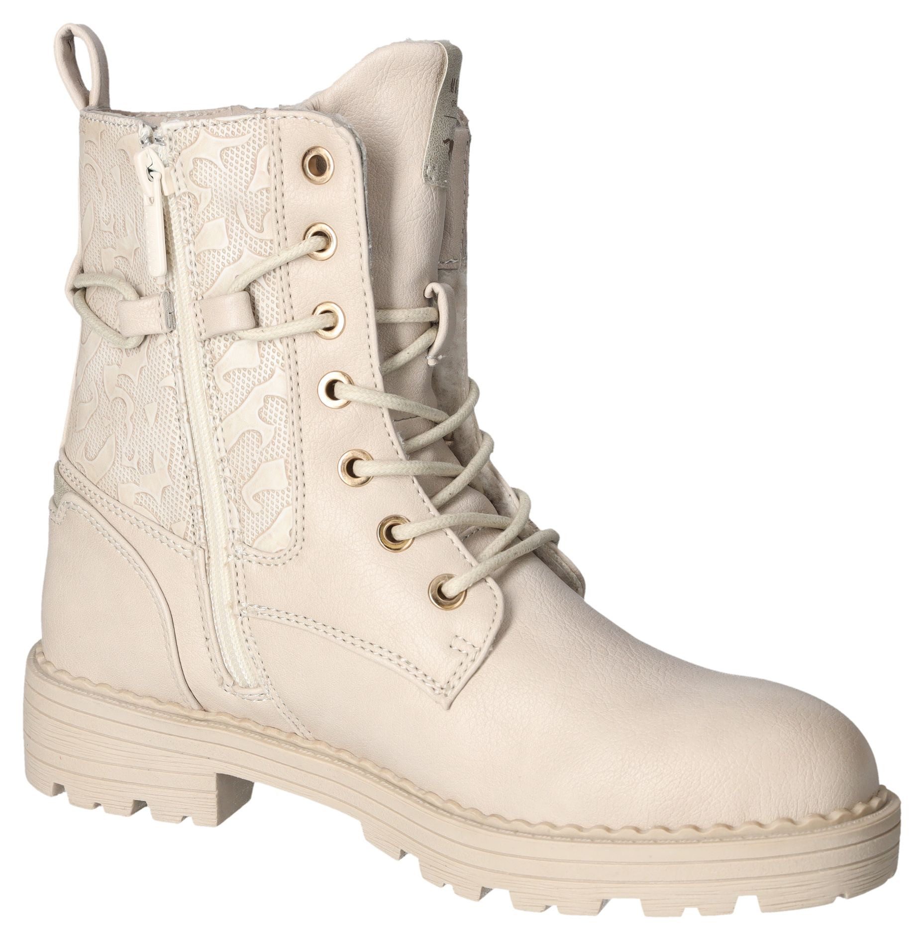 Mustang Shoes Winterlaarzen hakken, winter-enkellaars, veterschoenen, logo-opschriften