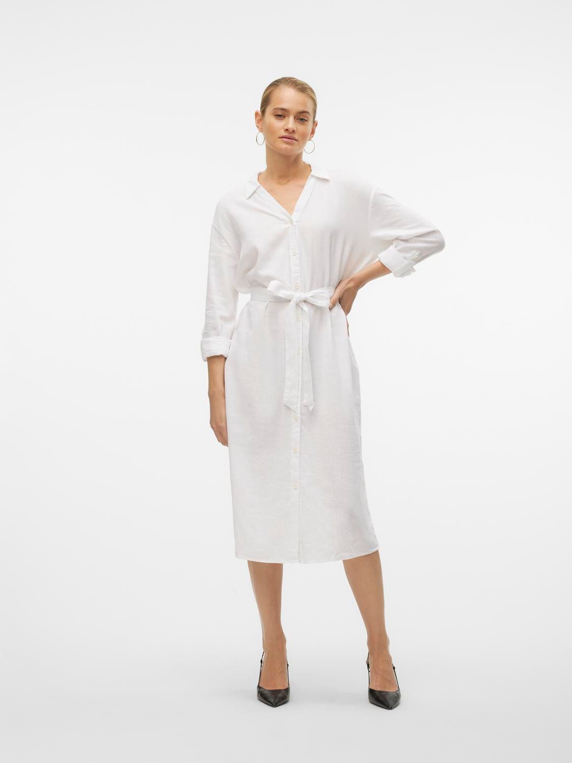 Vero Moda Jurk met overhemdkraag VMLINN LOOSE CALF SHIRT WVN NOOS
