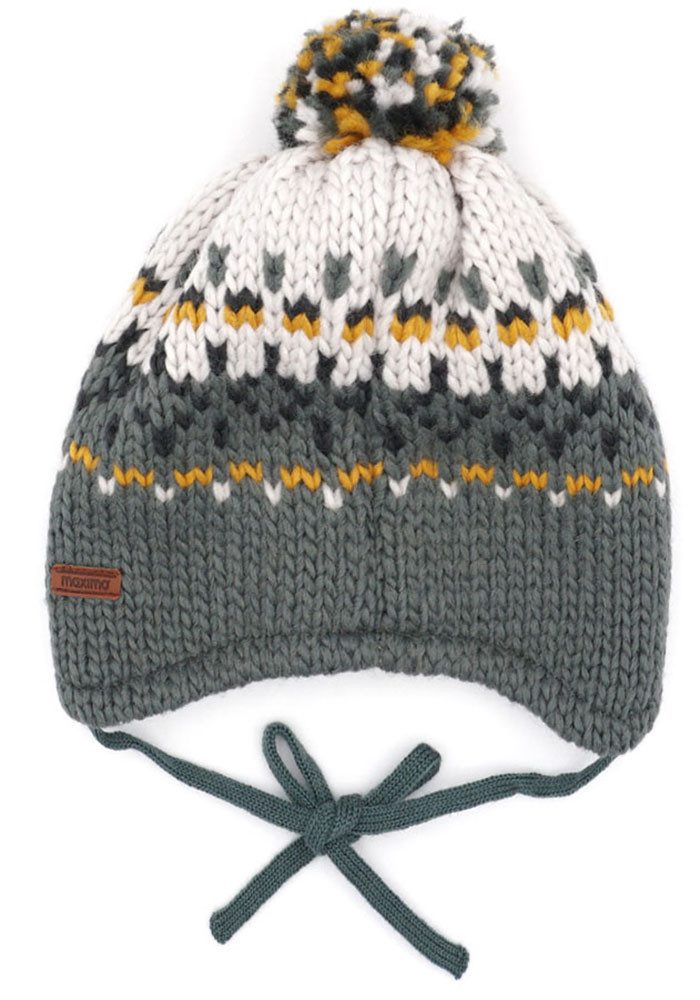 MAXIMO Gebreide muts in grof gebreide jacquard met pompon en voering