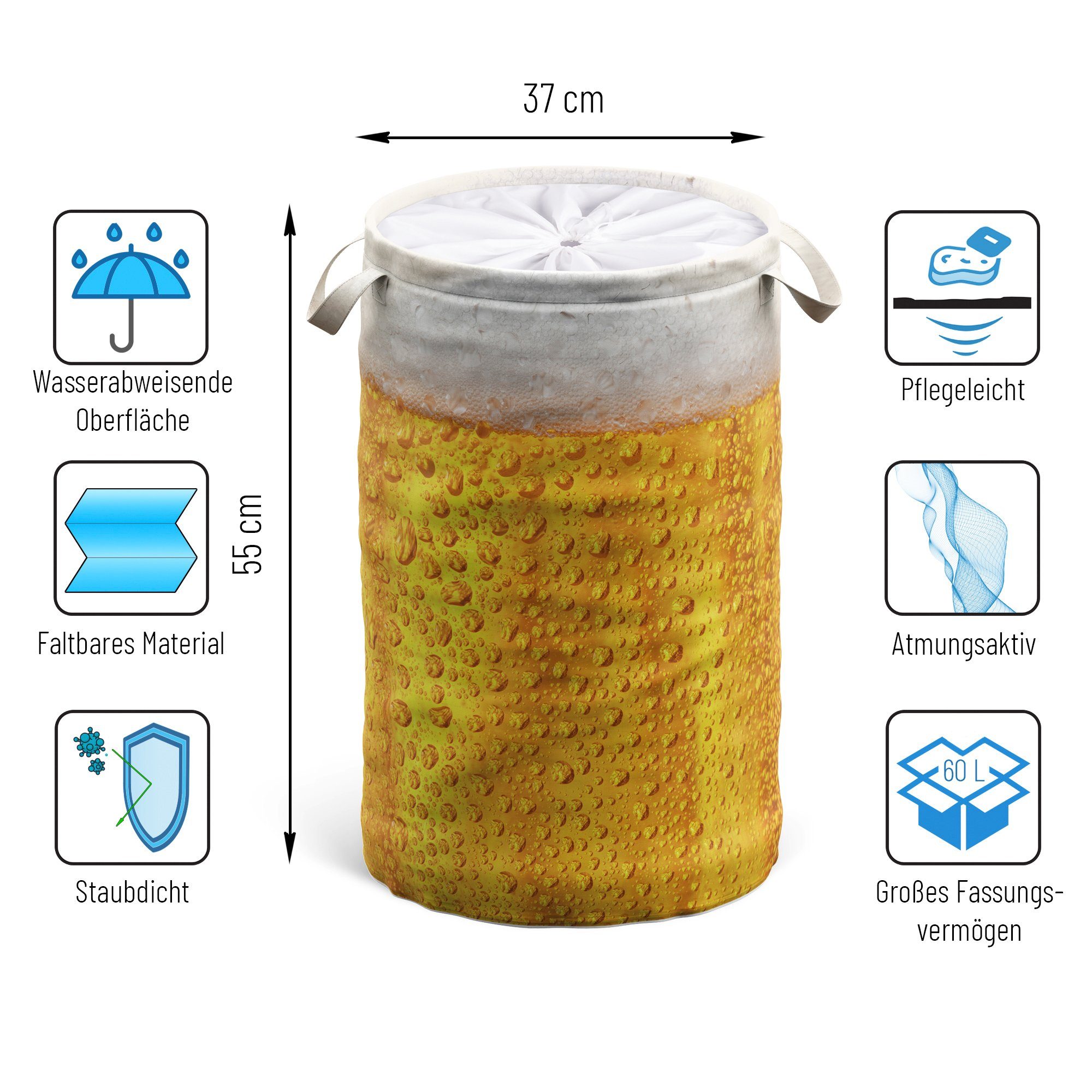 Sanilo Wasmand Bier 60 liter, opvouwbaar, met bescherming tegen inkijk