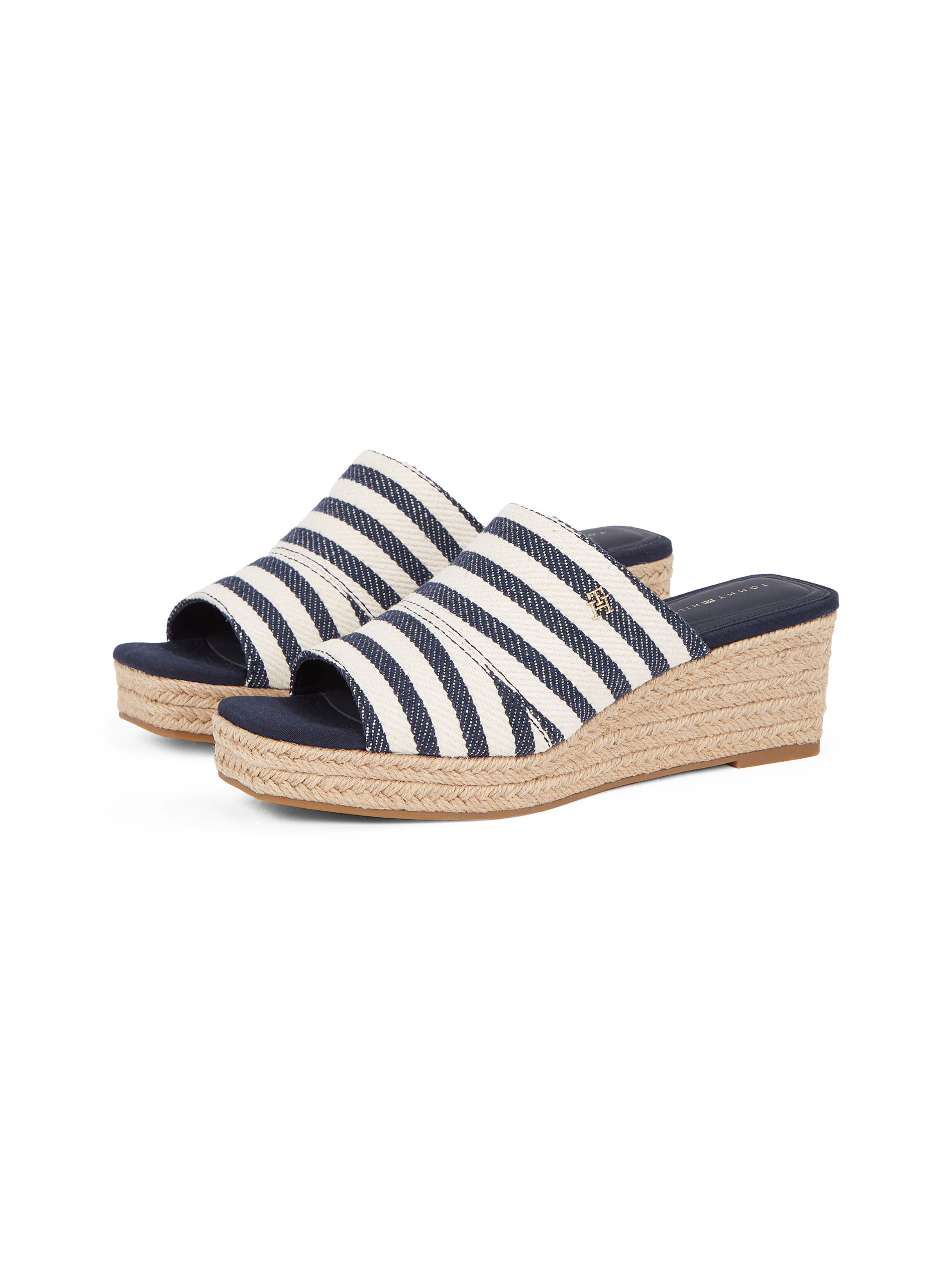 Tommy Hilfiger Slippers NAUTICAL STRIPES ESPADRILLE MULE , sleehak, zomerschoen in modieuze streep-look