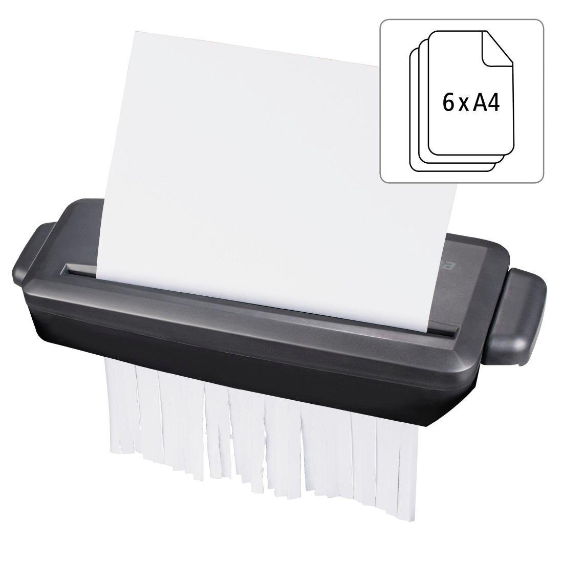 Hama Opzet-papiervernietiger Mini S6, Shredder met veiligheidsniveau P1