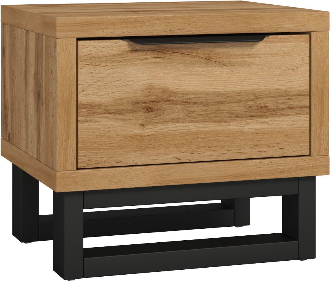 Home affaire Nachtkastje Bronne, breedte 55 cm, nachtkastje met 1 lade Moderne nachtkast, metalen greep, poten in sledevorm
