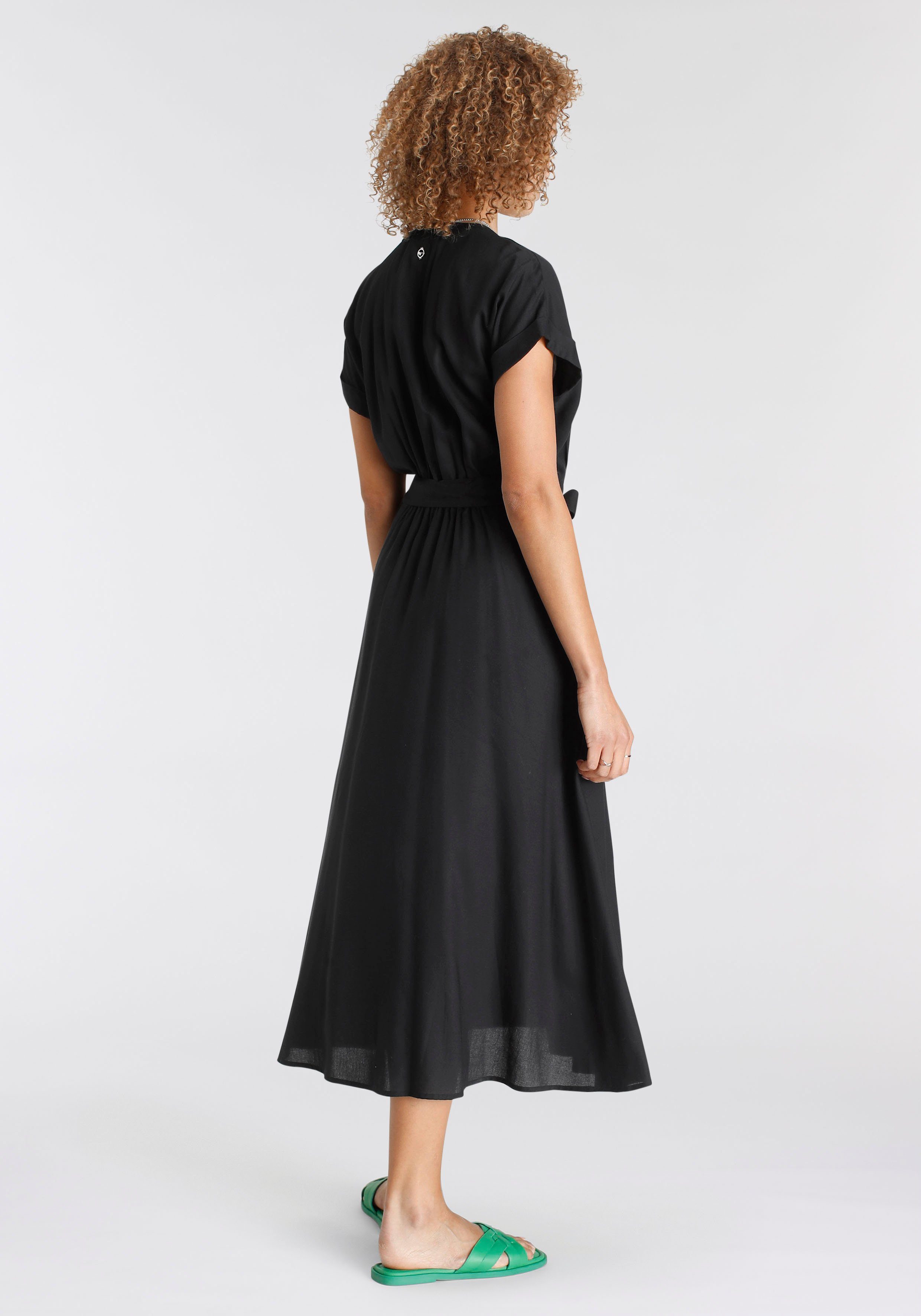 Tamaris Jurk met overhemdkraag kuitlang, sportieve stijl, van viscose, met staande kraag